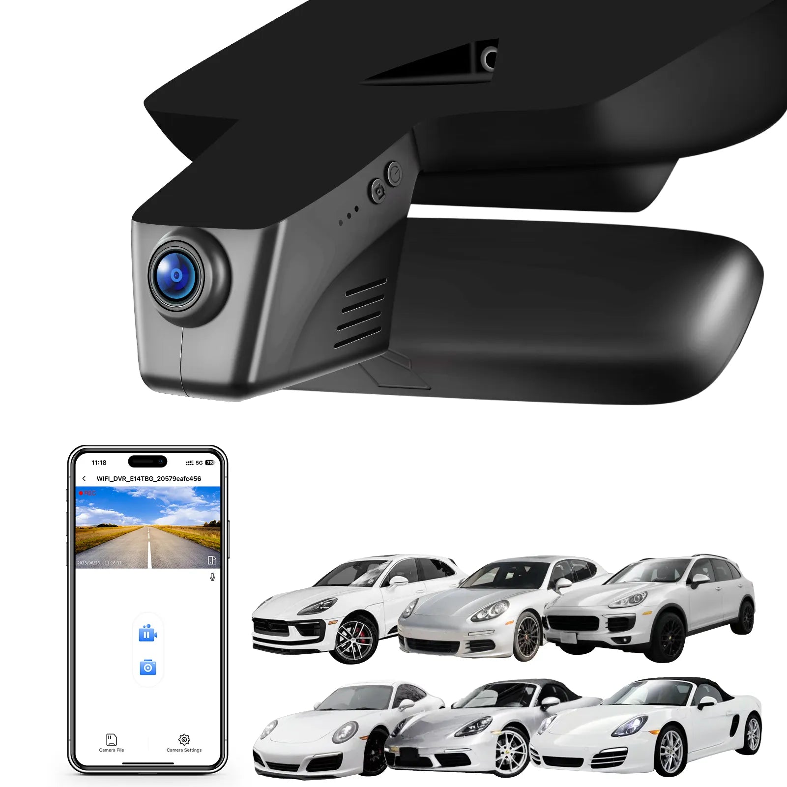 4K Dash Cam for Porsche Cayenne(E2 92A) 2011-2018,Macan 2015-2026, 911(991) 2011-2019, Panamera(970) 2010-2016, Boxster/Cayman(981) 2013-2016, 718 Boxster/Cayman/Spyder(982) 2017-2025(Model B), 64gb Card