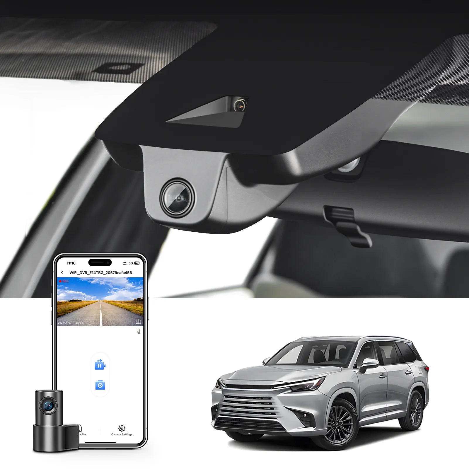 Front 4K & Rear 1080p Dash Cam Custom for Lexus TX 2024 2025 2026, 350 500h Premium Luxury F Sport etc, Integrated OEM Look,UHD 2160P Video, WiFi & App, Loop Recording, GPS, 128GB Card