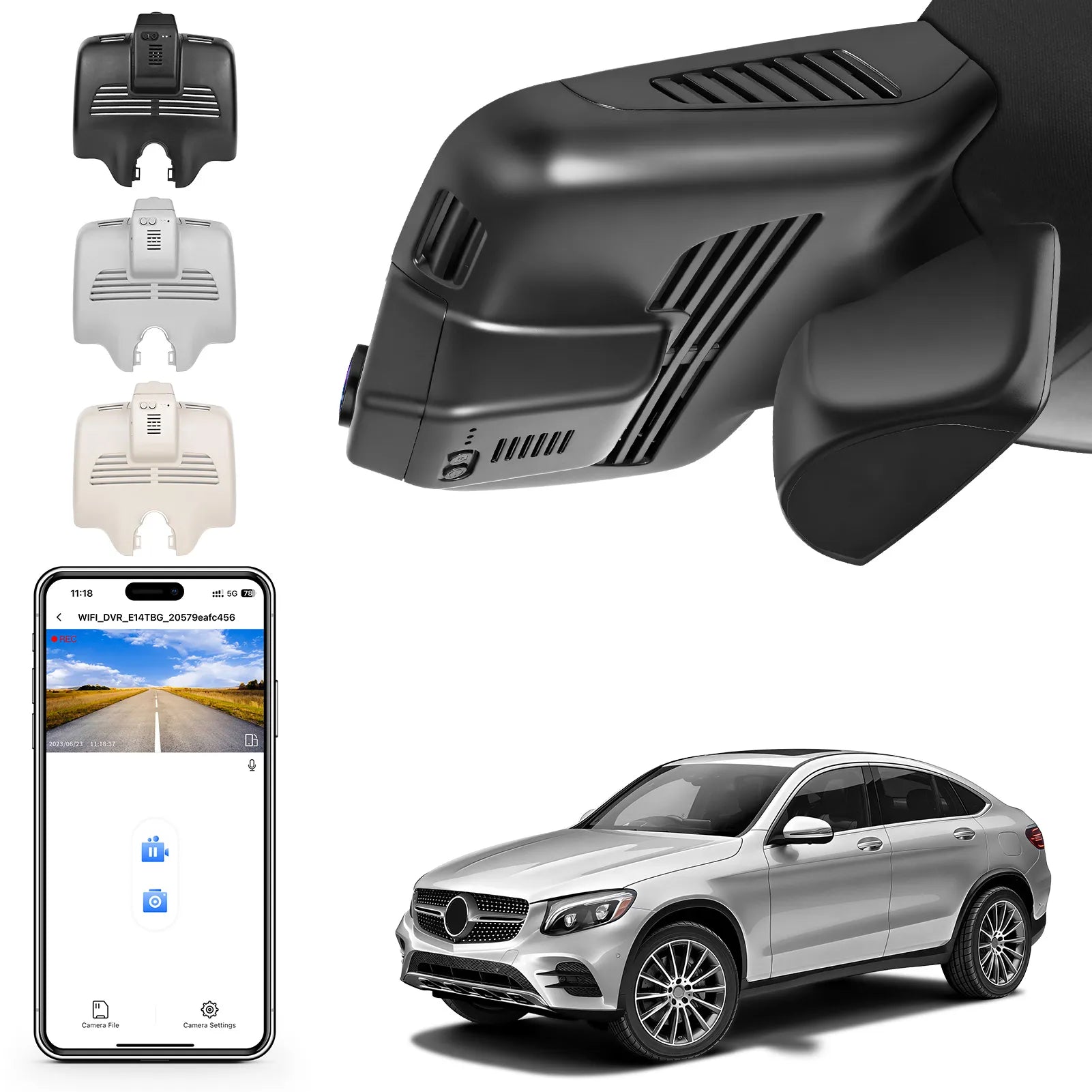 4K Dash Cam for Mercedes-Benz GLC Gen1 X253/C253 2016-2020(Model B Black), GLC200 220 250 300 etc, OEM Look, UHD 2160P, WiFi & APP, Loop Recording, G-Sensor, Easy to Install, GPS, 64GB Card