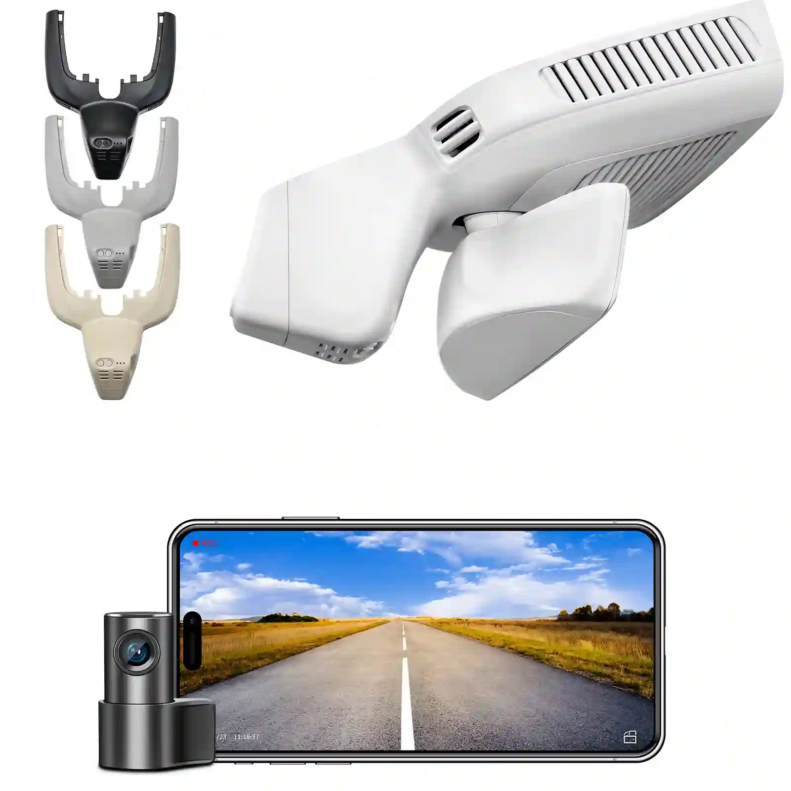 Car camera and accessories on a white background