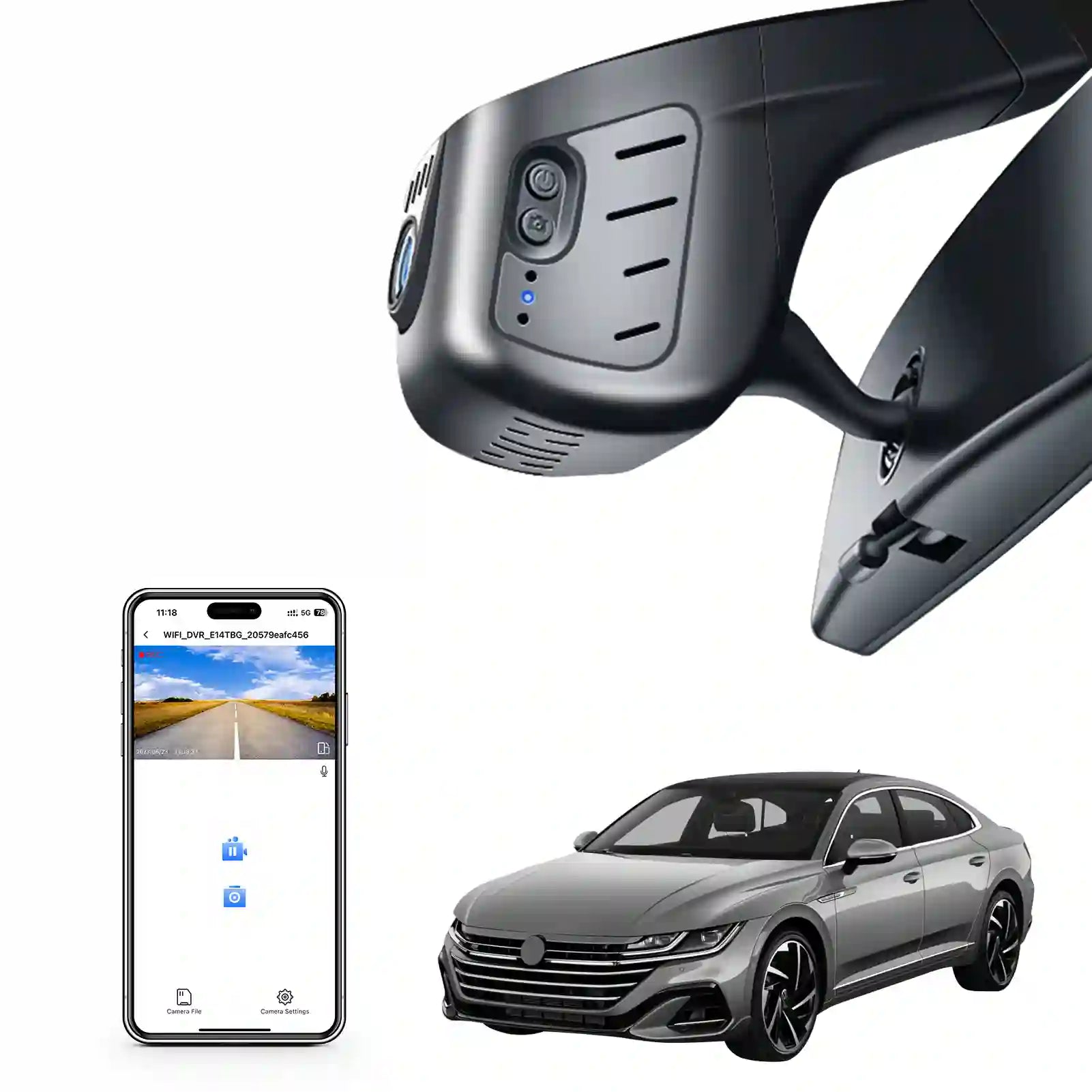 Car camera system with smartphone app and car model volkswagen Arteon