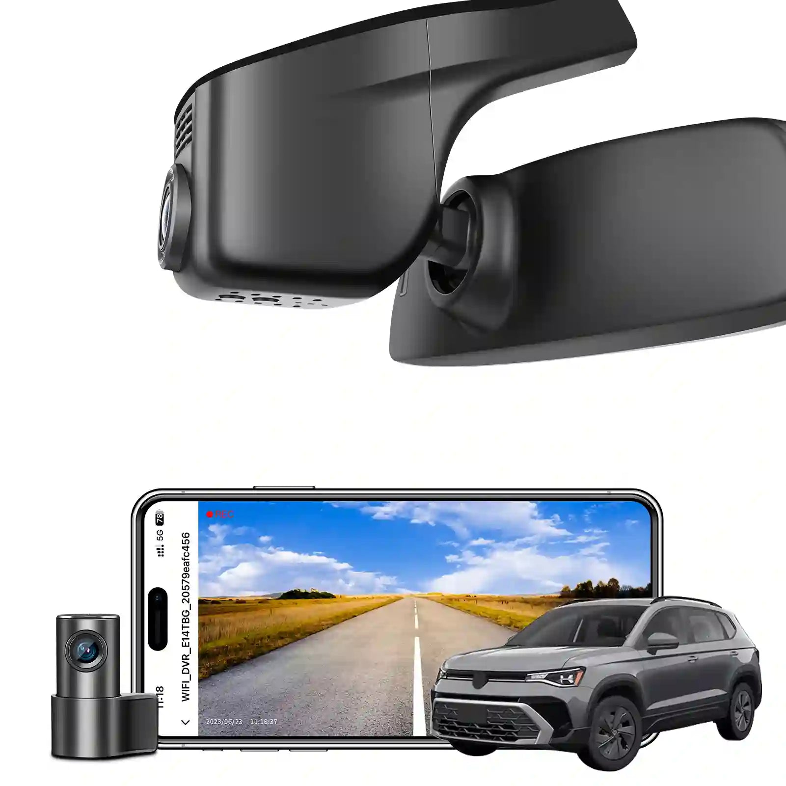 Front 4K & Rear 1080p Dash Cam for Volkswagen Taos 2022 2023 2024 2025 S SE SEL(Model A Black), UHD 2160P Video, App & WiFi, Loop Recording, Easy to Install, GPS, 128GB Card
