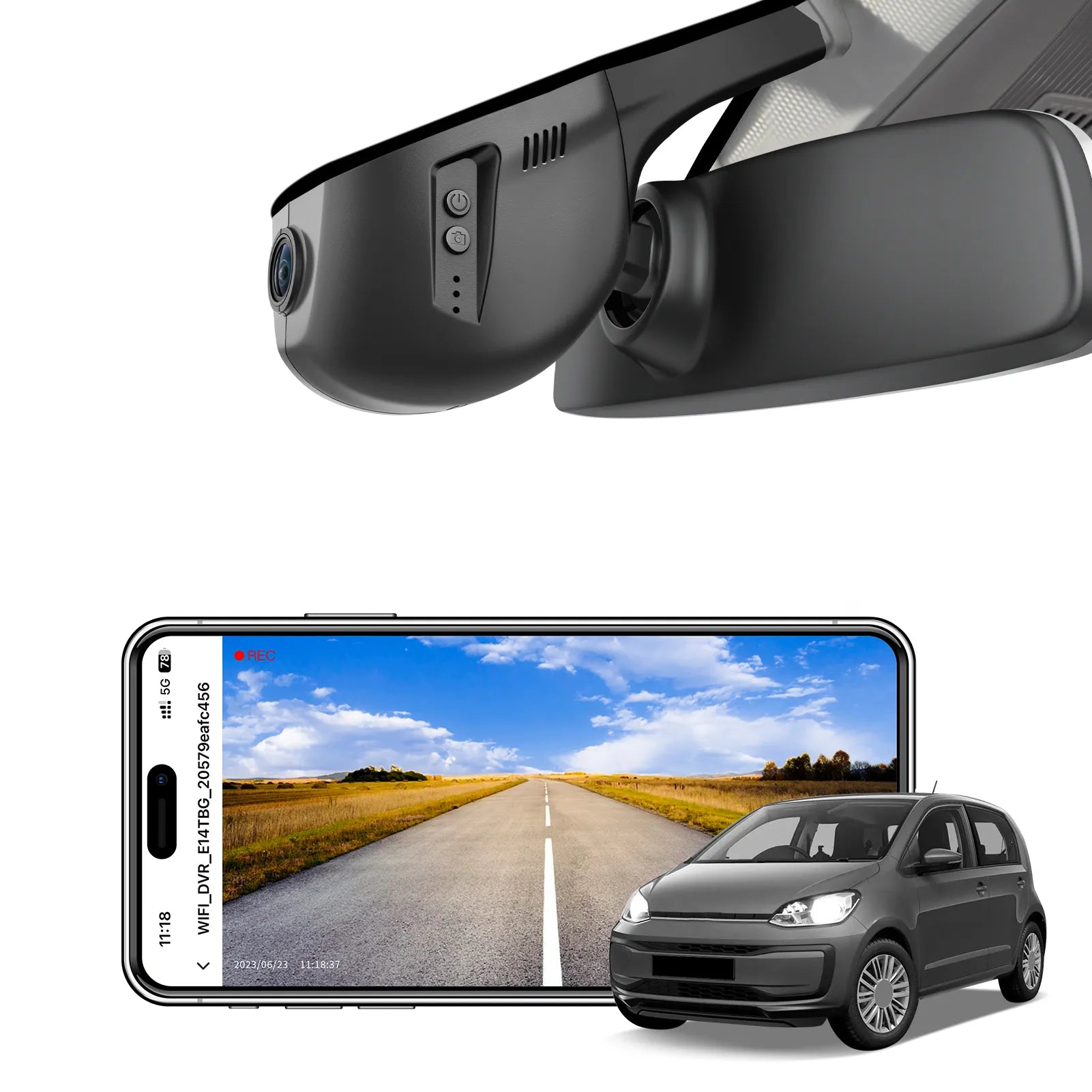 4K Dash Cam Custom fit for VW up! & e-up! 2017 2018 2019 2020 2021 2022 2023 2024 (Model A), Take up! Move up! high up! e-up! Style etc, OEM Look, UHD 2160P Video,App & WiFi,Loop Recording,64GB Card