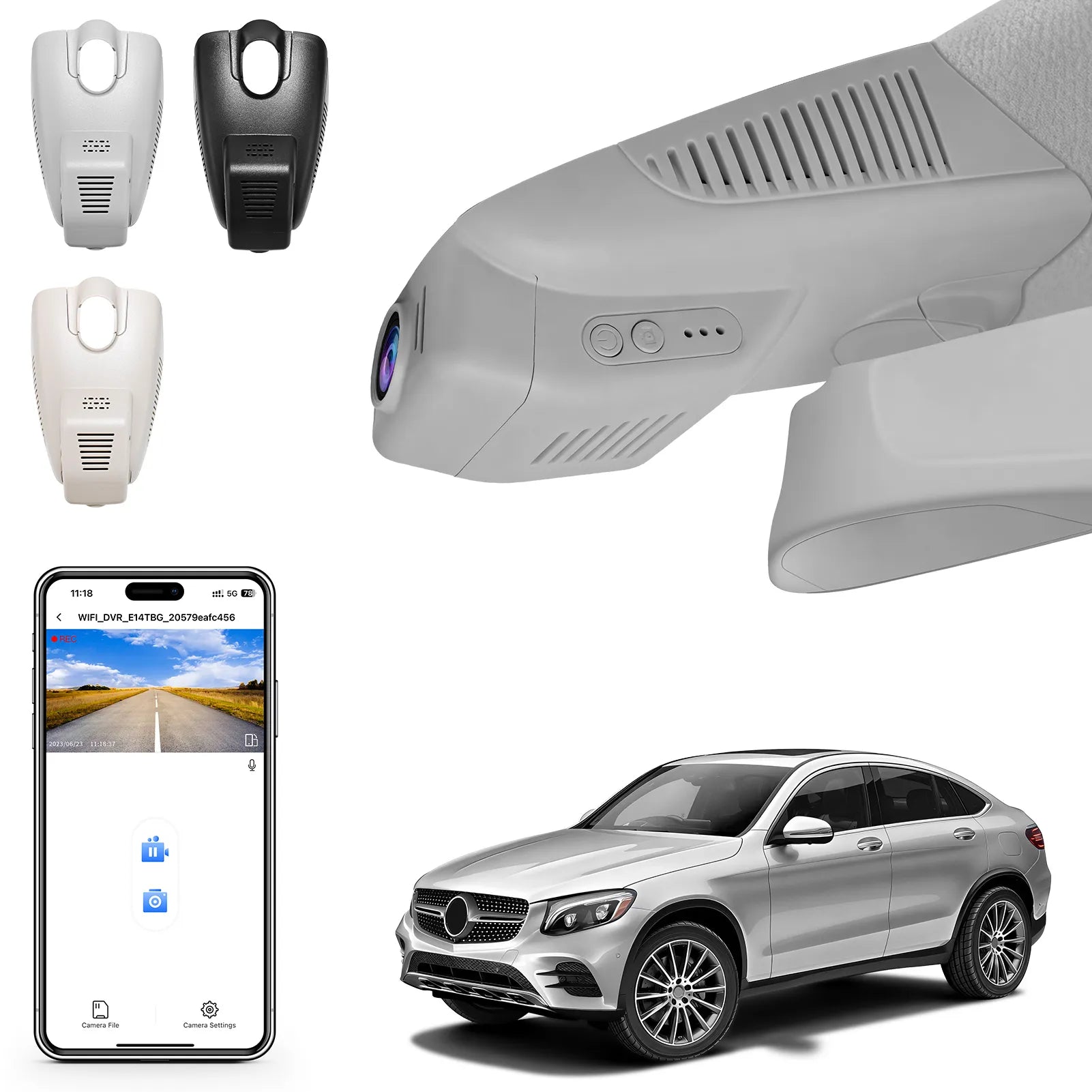 4K Dash Cam for Mercedes-Benz GLC Gen1 X253/C253 2016-2020(Model A Gray), GLC200 220 250 300 etc, OEM Look, UHD 2160P, WiFi & APP, Loop Recording, G-Sensor, Easy to Install, GPS, 64GB Card