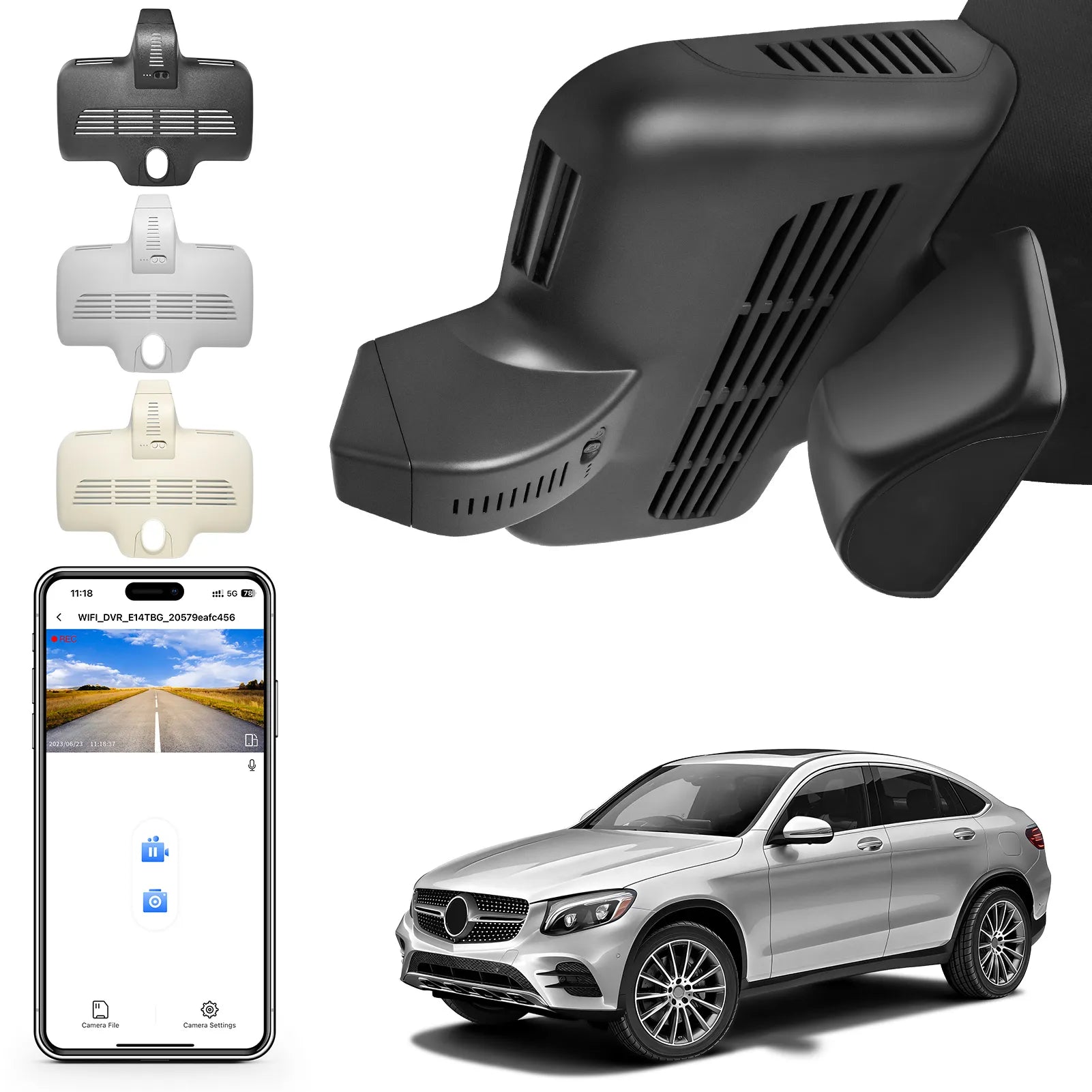 4K Dash Cam for Mercedes-Benz GLC Gen1 X253/C253 2016-2020(Model D Black), GLC200 220 250 300 etc, OEM Look, UHD 2160P, WiFi & APP, Loop Recording, G-Sensor, Easy to Install, GPS, 64GB Card