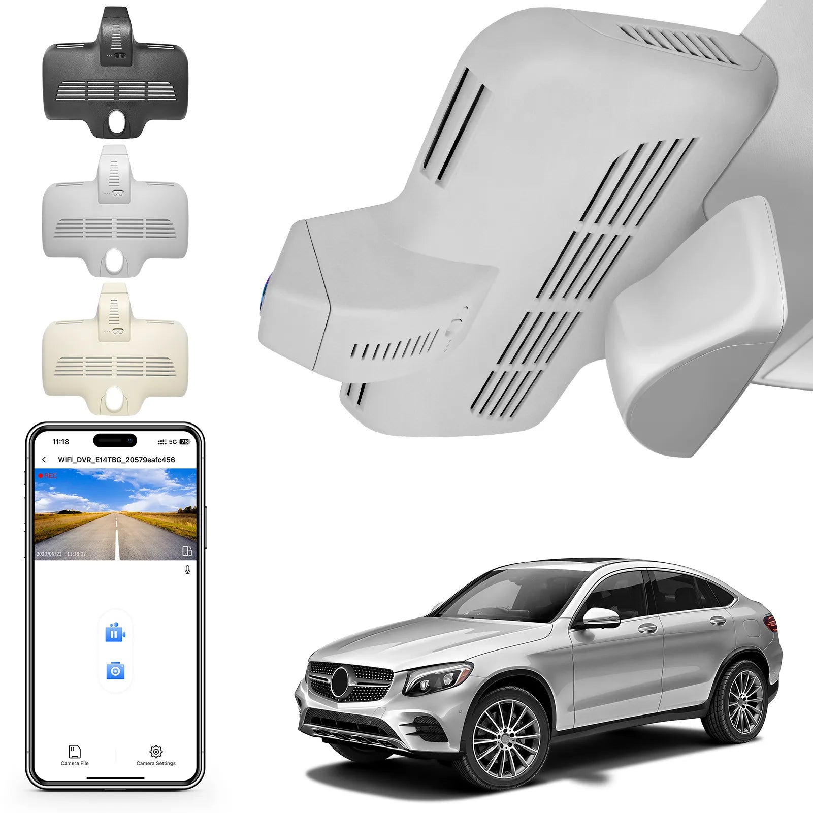 4K Dash Cam for Mercedes-Benz GLC Gen1 X253/C253 2016-2020(Model D Gray), GLC200 220 250 300 etc, OEM Look, UHD 2160P, WiFi & APP, Loop Recording, G-Sensor, Easy to Install, GPS, 64GB Card