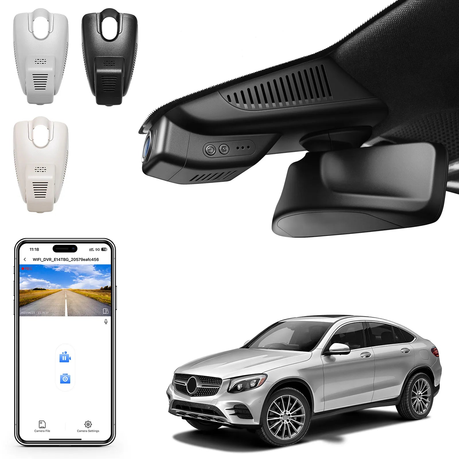 4K Dash Cam for Mercedes-Benz GLC Gen1 X253/C253 2016-2020(Model A Black), GLC200 220 250 300 etc, OEM Look, UHD 2160P, WiFi & APP, Loop Recording, G-Sensor, Easy to Install, GPS, 64GB Card