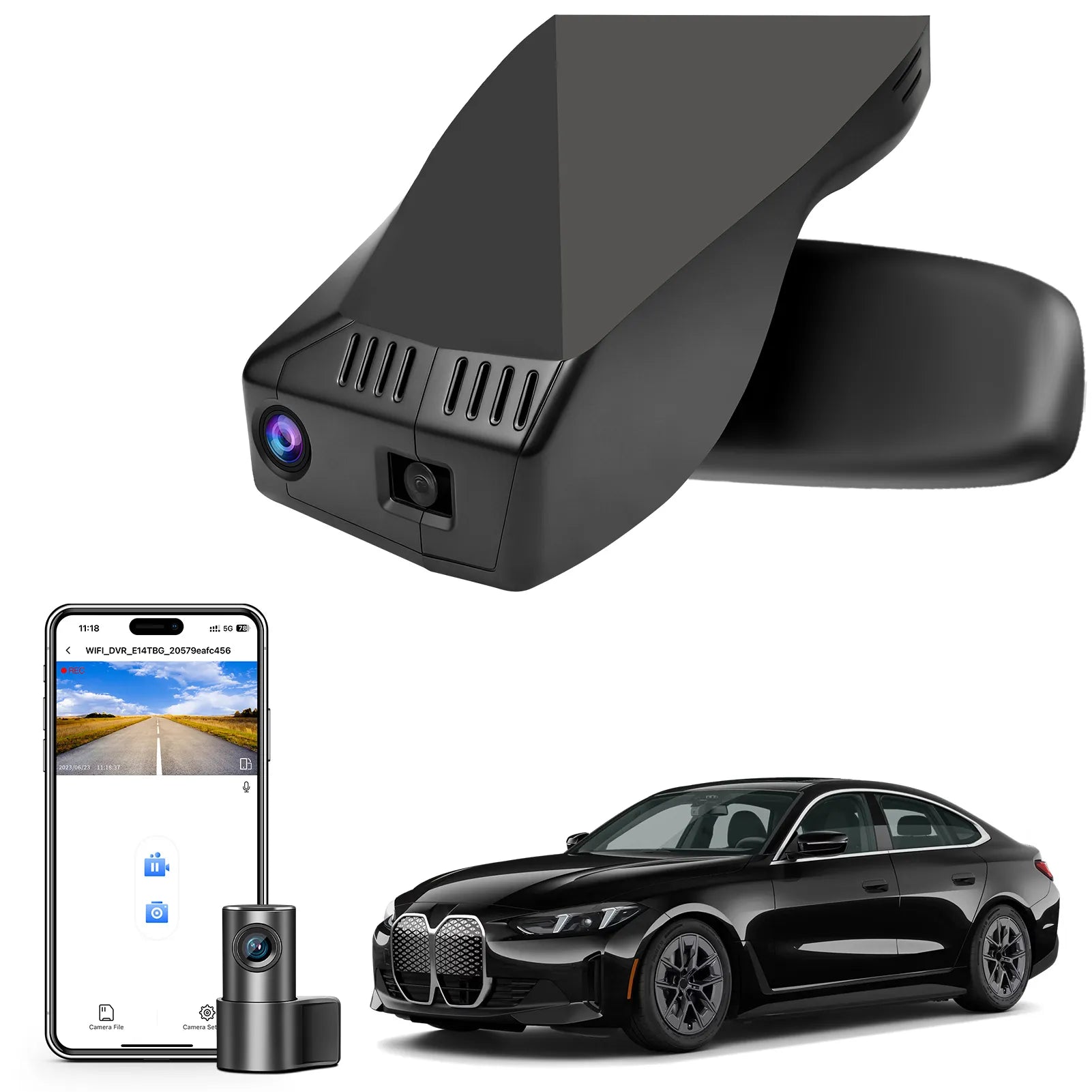 Mangoal 4K Dash Cam Custom for BMW i4 2025(Model B), eDrive40 M50 xDrive40, OEM Style, 2160P UHD Video, WiFi & APP, 64GB, GPS