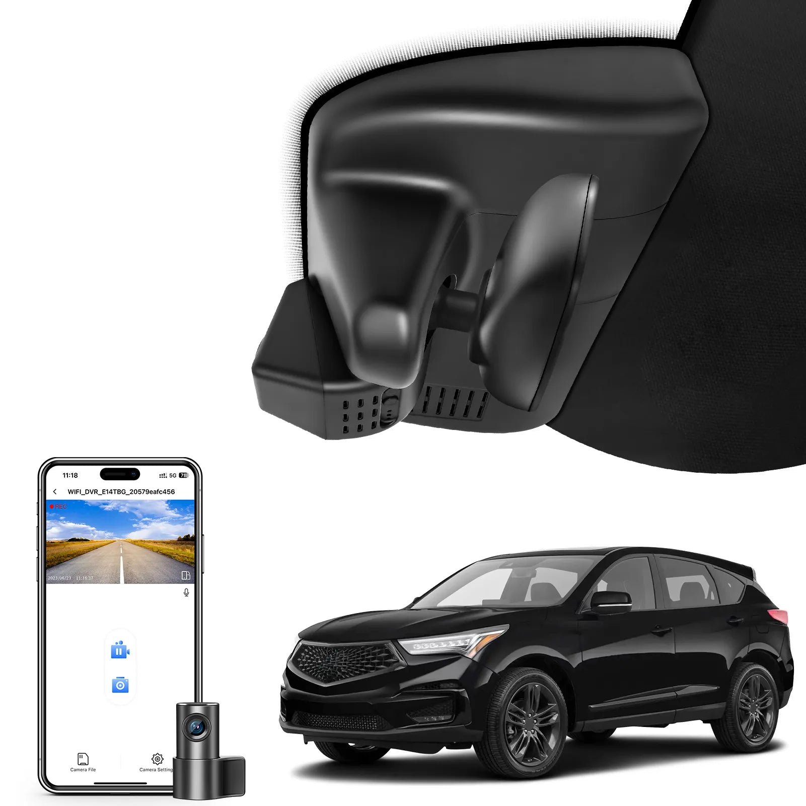 Front 4K & Rear 1080p Dash Cam Custom fit for Acura RDX 2019-2025, w/A-Spec Advance Technology Package (1 Style), Integrated OEM Look, WiFi & App, 128GB Card