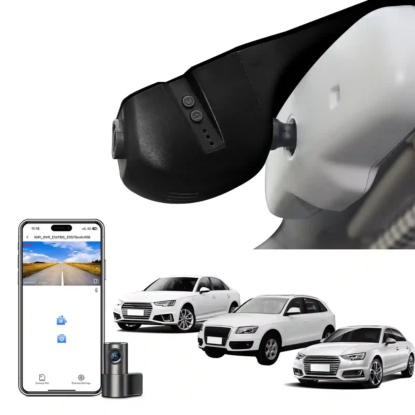 audi dual dash camera black