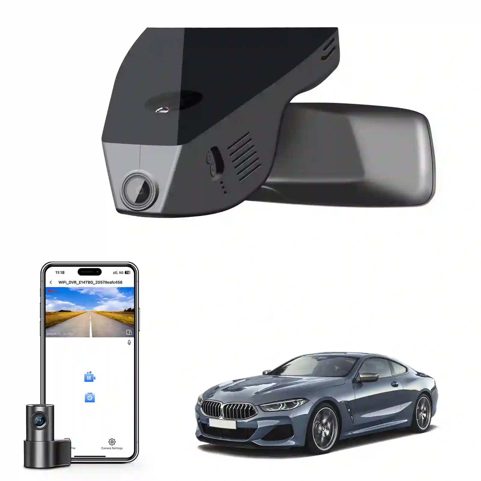 BMW 8-Series front and rear Dual dash camera