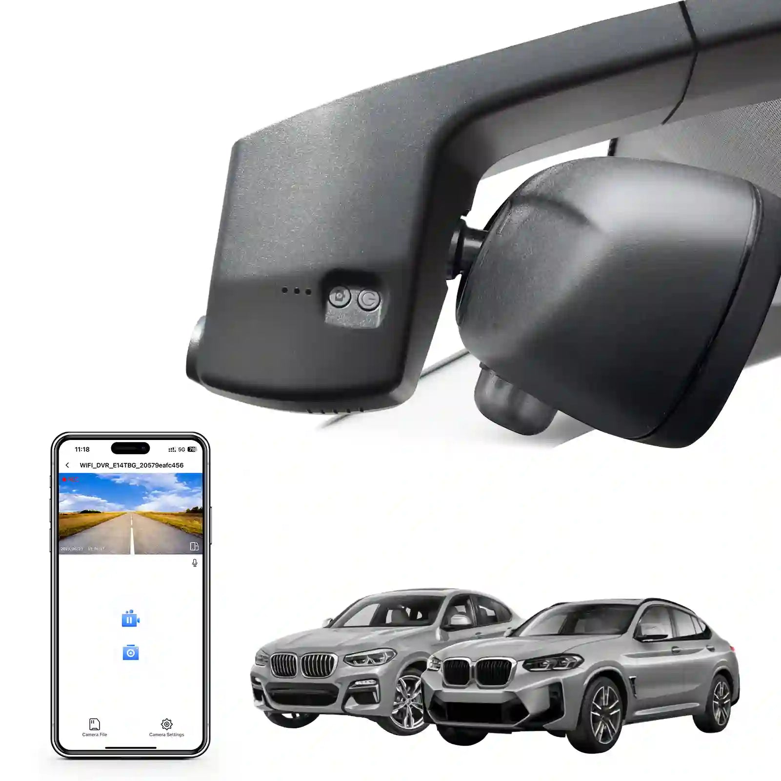 4K Dash Cam Custom for BMW X4 Gen2 G02 2019-2025 X4M F98 2020-2025(Model A), X4M M40i xDrive30i, OEM Style, 2160P UHD Video, WiFi & APP, 64GB Card