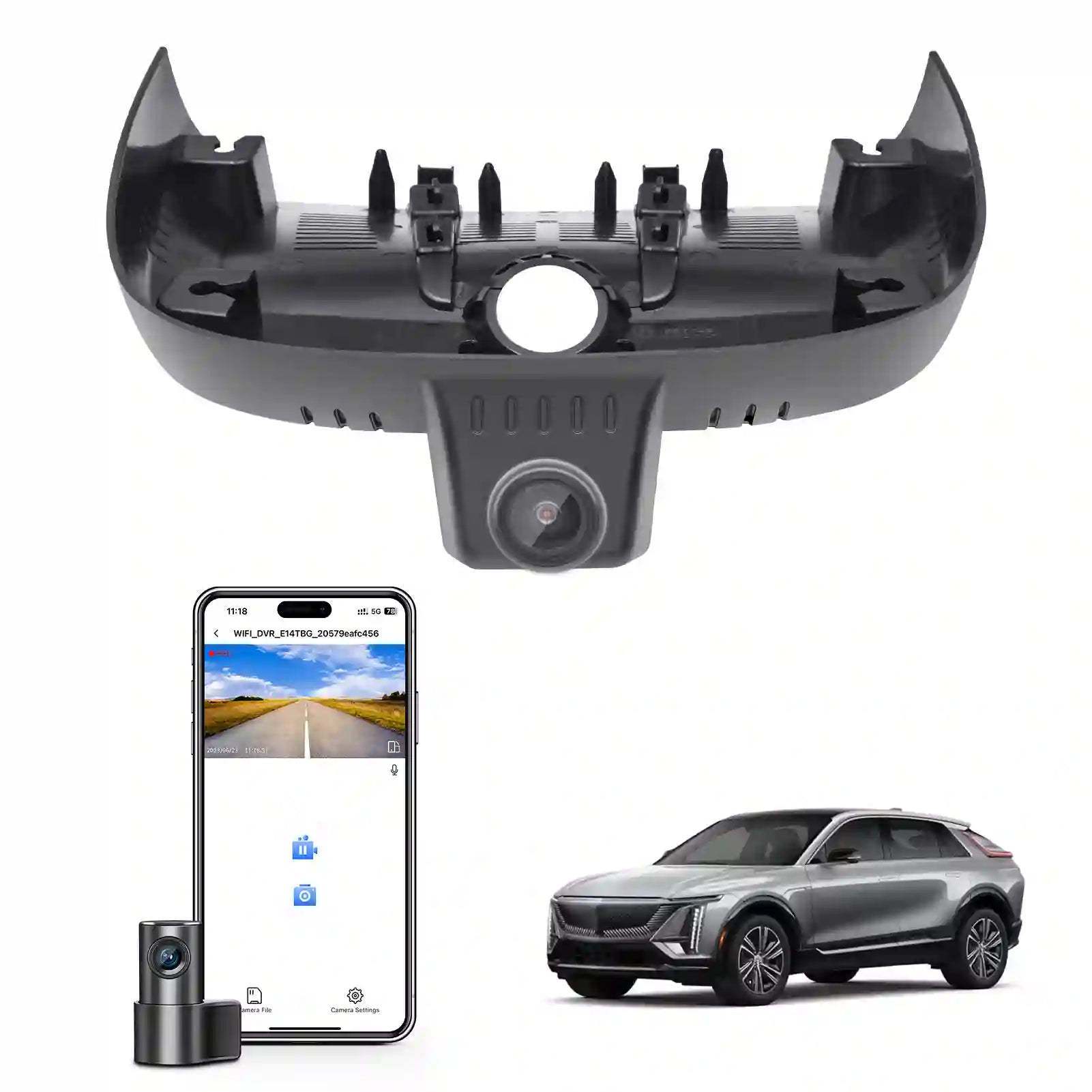 4K Front & 2K Rear 2 Channel HDR Dash Cam, Dual STARVIS 2 IMX678 IMX675, Custom Fit for Cadillac Lyriq 2023 2024 2025, 5GHz WiFi, GPS, 128GB Card