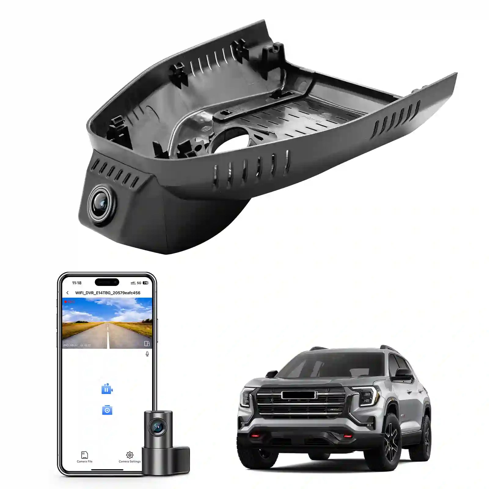 Front 4K & Rear 1080p Dash Cam for GMC Terrain 2025 2026(Model C), SL SLE SLT AT4 Denali,Free App & WiFi, 128GB Card
