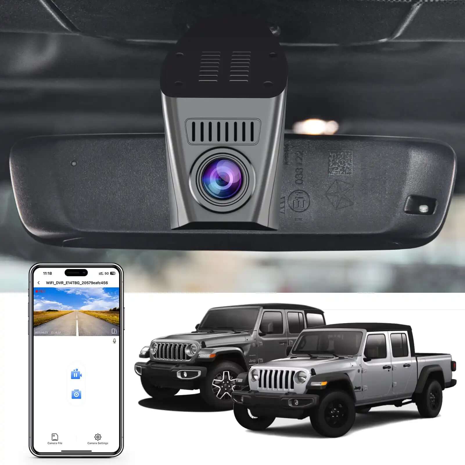 mangoal tech Dual Channel dash cam for Jeep Wrangler