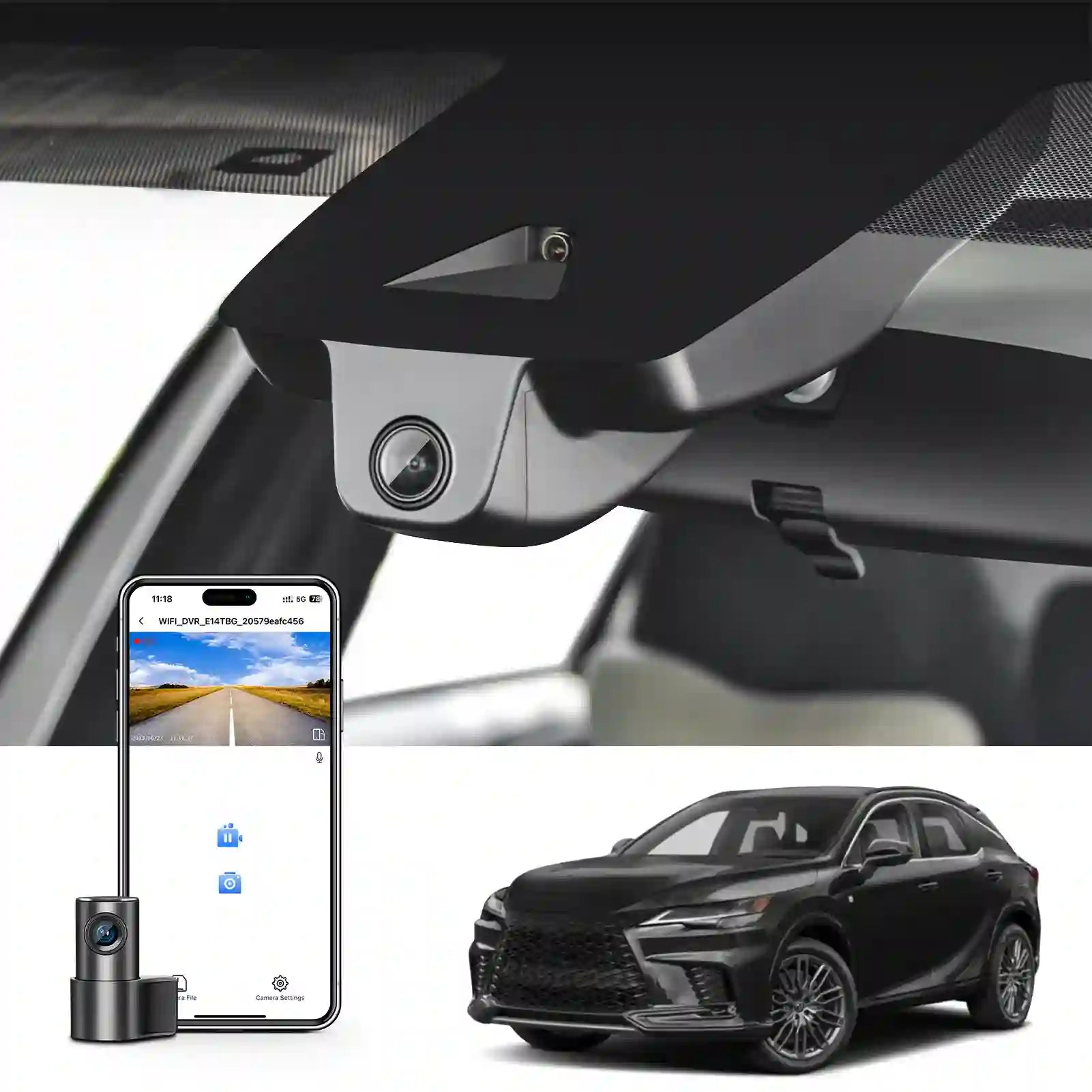 Lexus Rx Model C front 4k Rear 1080P Dual dash camera