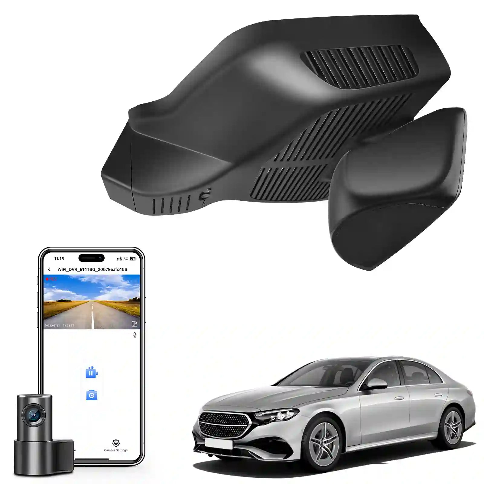 Car camera system with smartphone app and car model mercedes gen-6 two channel dash camera installation