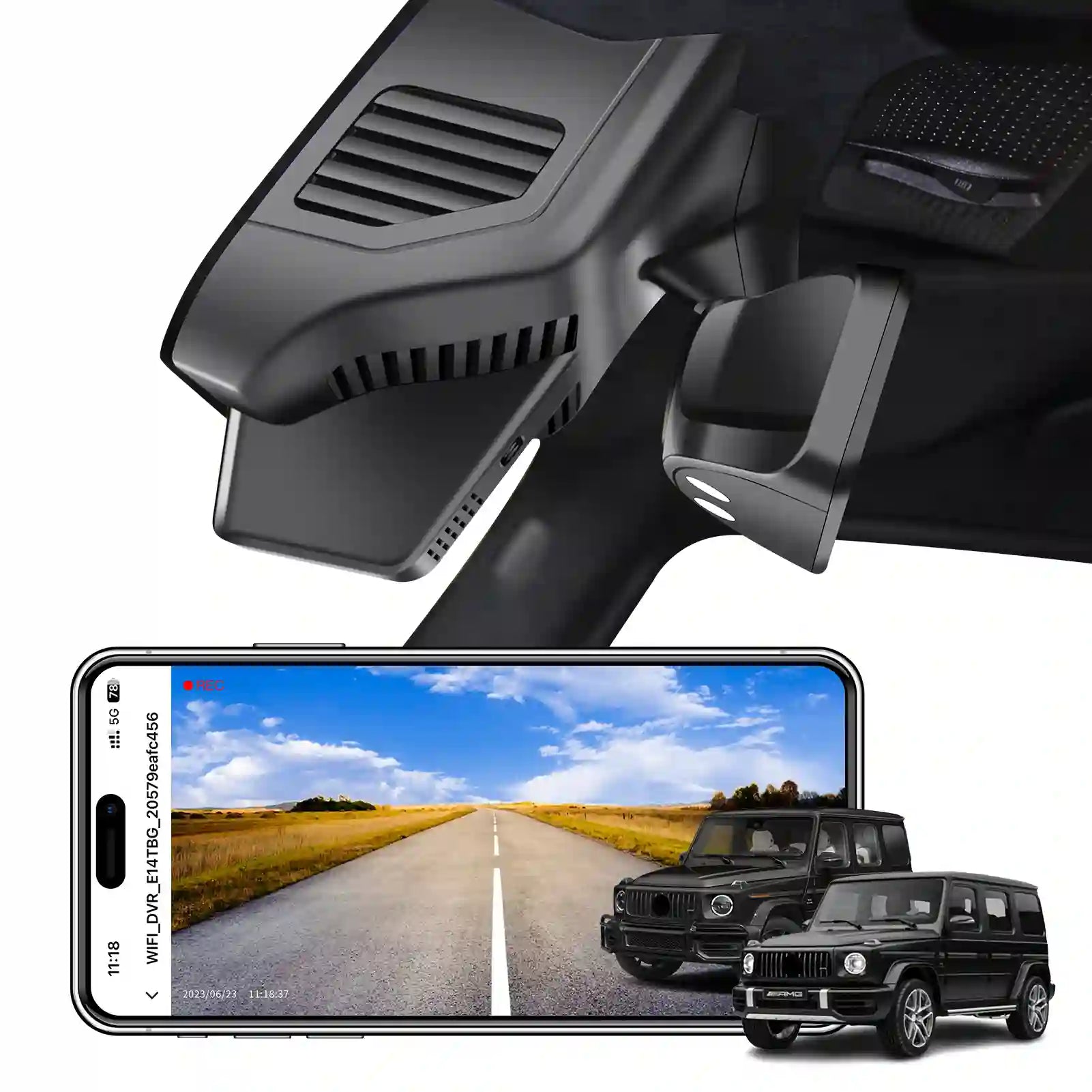 b.4K Dash Cam for Mercedes-Benz G-Class W463 Gen2 2019 2020 2021 2022 2023 2024, AMG G63 2019-2024(Model B), G550 4MATIC, OEM Look, Loop Recording, UHD 2160P Video, App & WiFi, 64GB Card, GPS