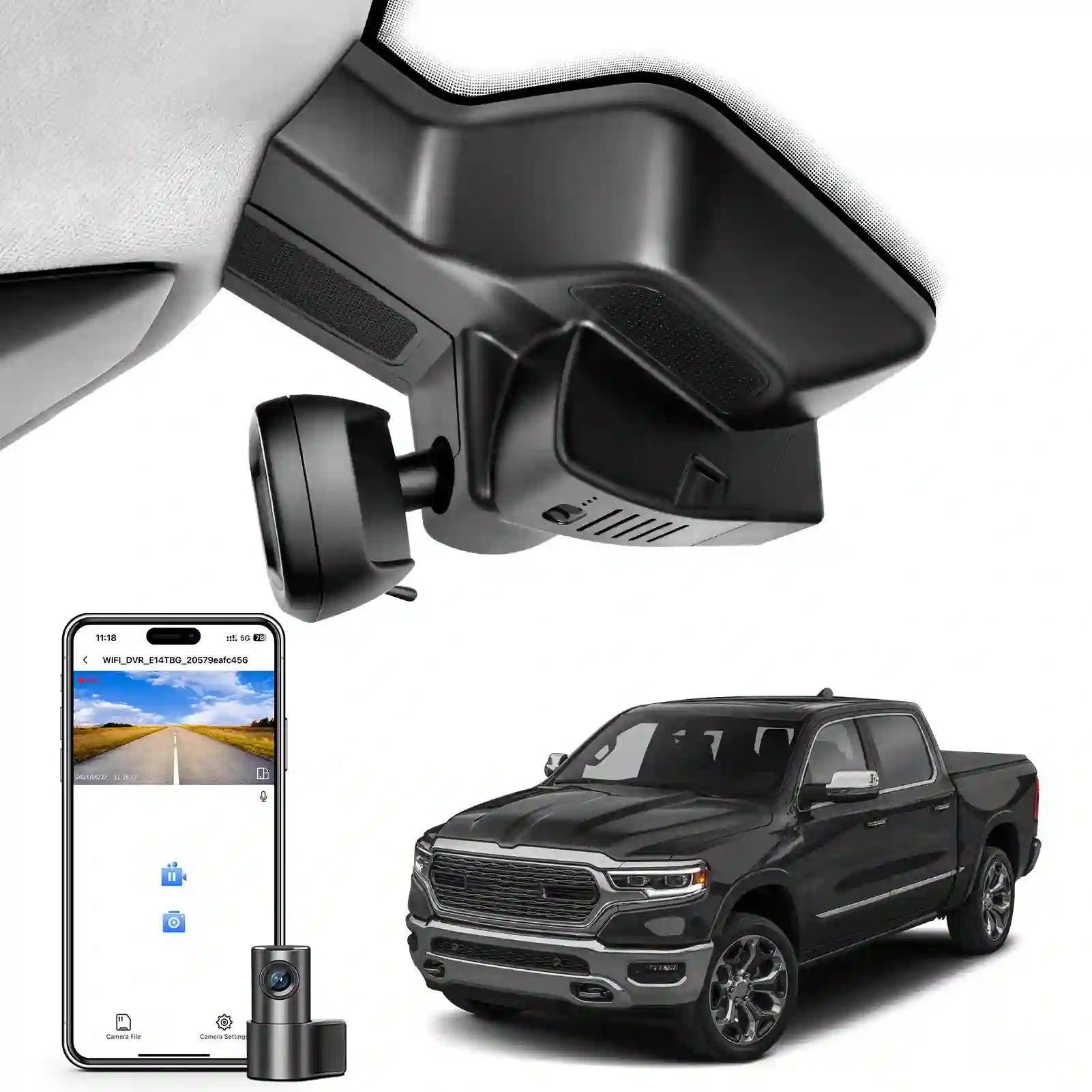 Front 4K & Rear 1080P Dash Cam Fit for Dodge RAM Gen5 RAM 1500 2025 2026 Mid-Term Facelift (Model G), Big Horn Laramie Lone Star Limited Rebel RHOTradesman etc, UHD 2160P Video, OEM Look, 128GB Card