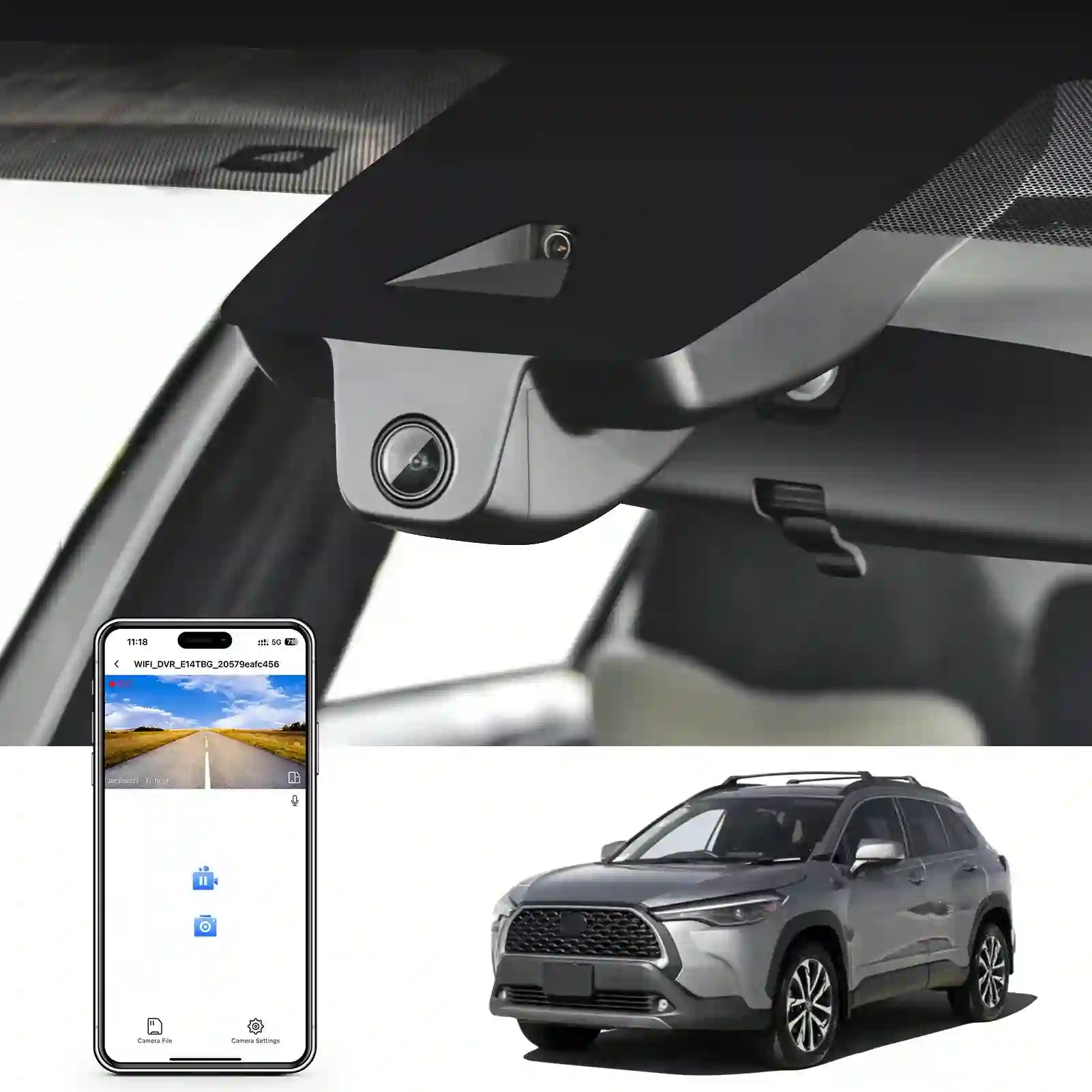 Toyota Corolla Corss Front 4k Dash Cam