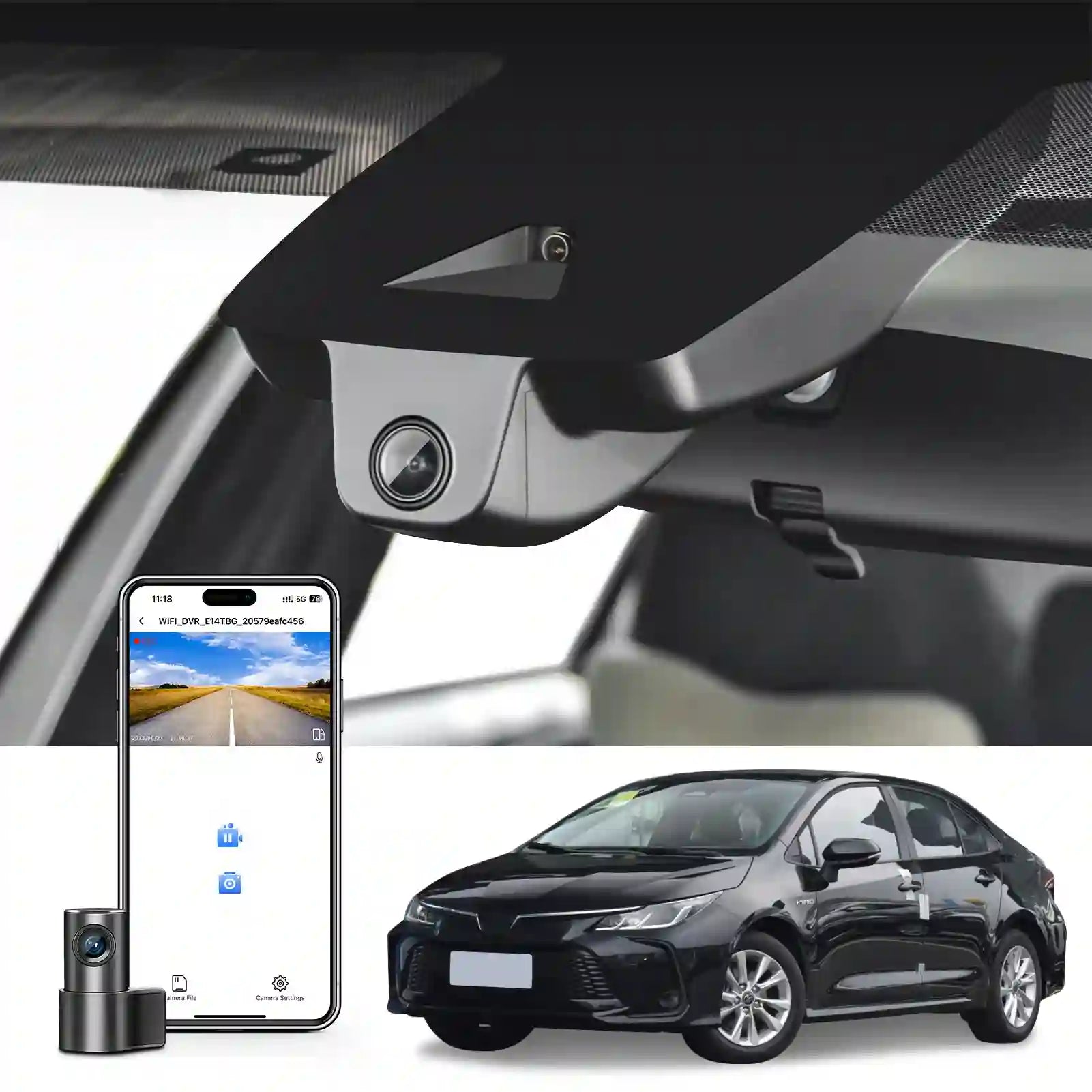 Mangoal Front 4K Rear 1080p Dash Cam Custom fit for Toyota Corolla(Model A) Gen12 E210 2023-2026 Hybrid LE XLE XSE SE, Integrated OEM Look, App