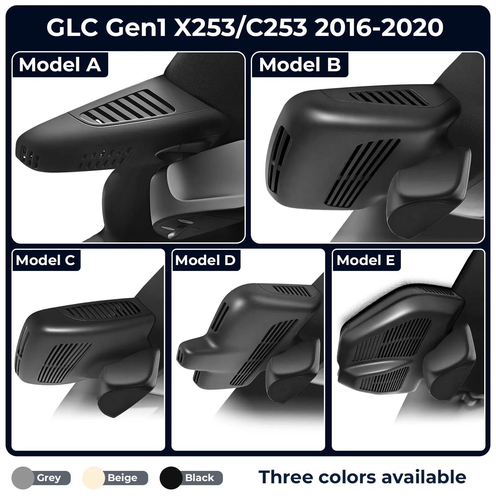 Front 4K and Rear 1080P Dash Cam for Mercedes-Benz GLC Gen1 X253/C253 2016-2020(Model D Black), GLC300 etc, OEM Look, WiFi & APP, Loop Recording, G-Sensor, Easy to Install, GPS, 128GB Card