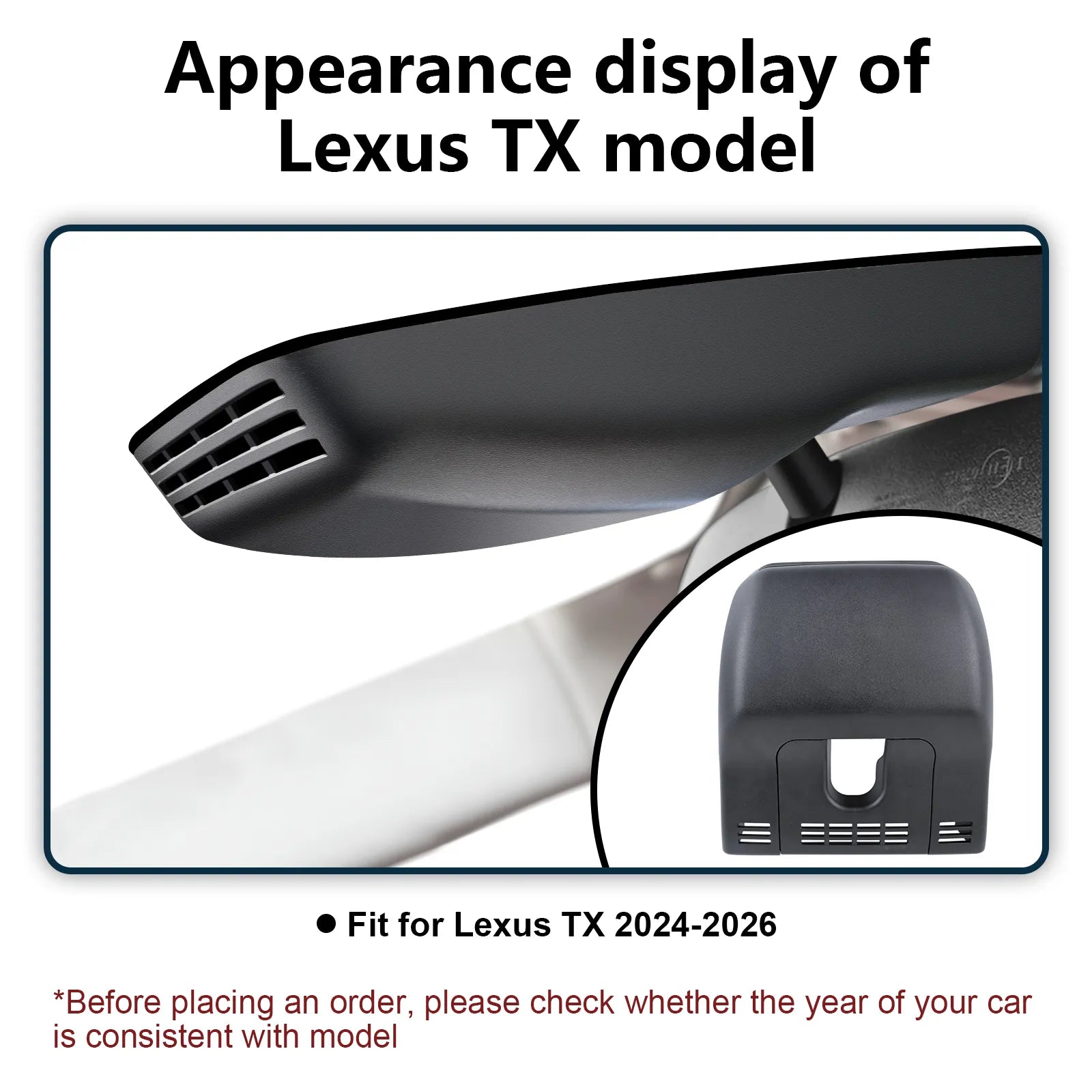 Front 4K & Rear 1080p Dash Cam Custom for Lexus TX 2024 2025 2026, 350 500h Premium Luxury F Sport etc, Integrated OEM Look,UHD 2160P Video, WiFi & App, Loop Recording, GPS, 128GB Card