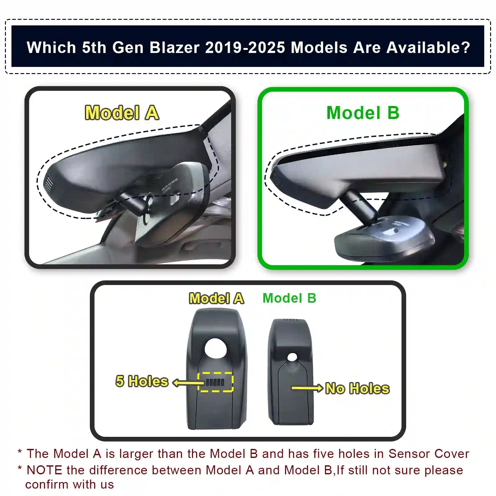 Model A model B 5th Gen blazer dash camera