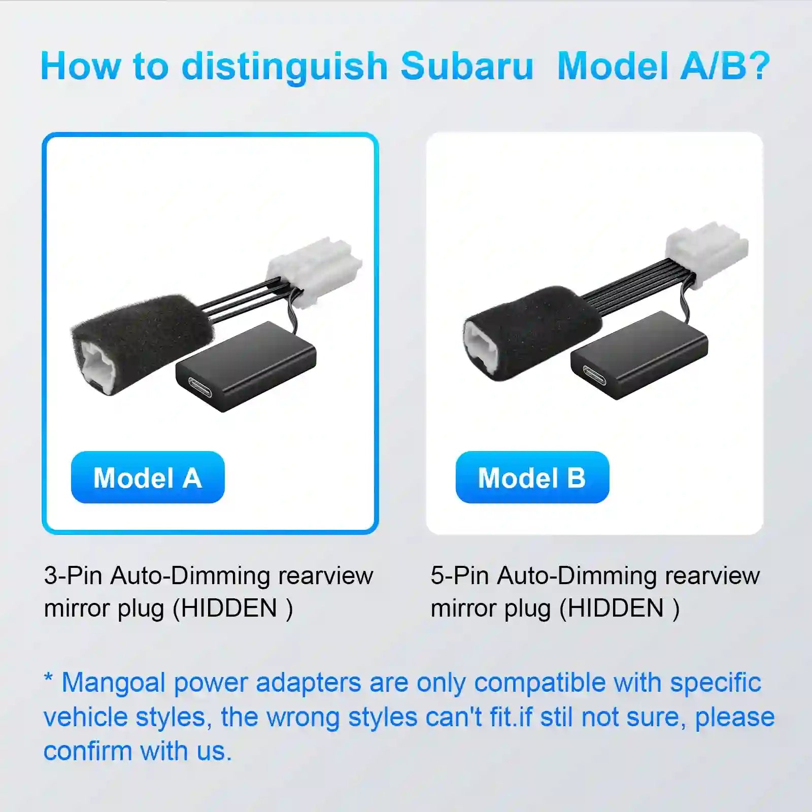 power adapter dashcamera for subaru 3-pin and 5-pin