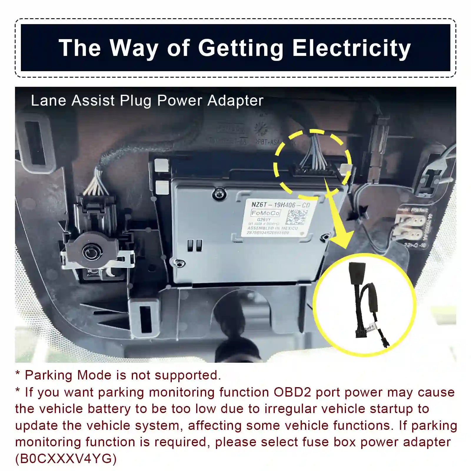 Ford Maverick parking mode power plug dash camera