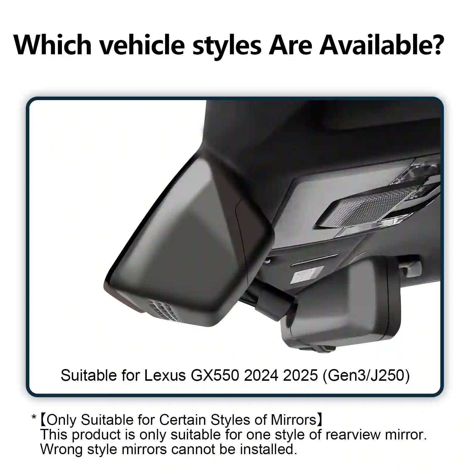 Lexus G550 dashcamera inside rear mirror case for 2024 and 2025 models gen 3 /J 250