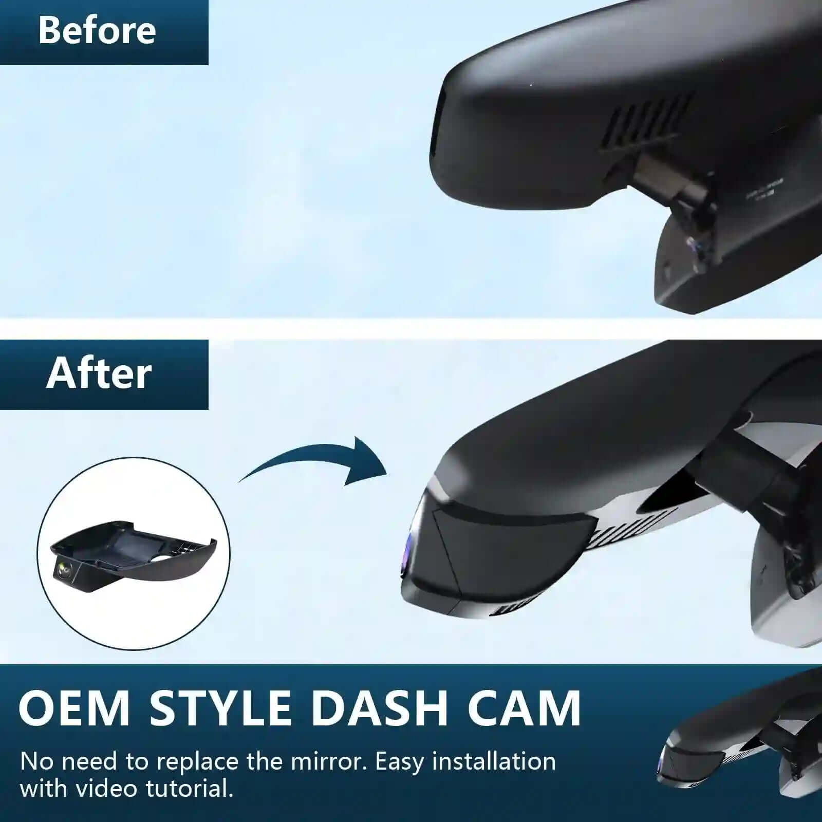 Mazda dash cam before and aftrer installation view