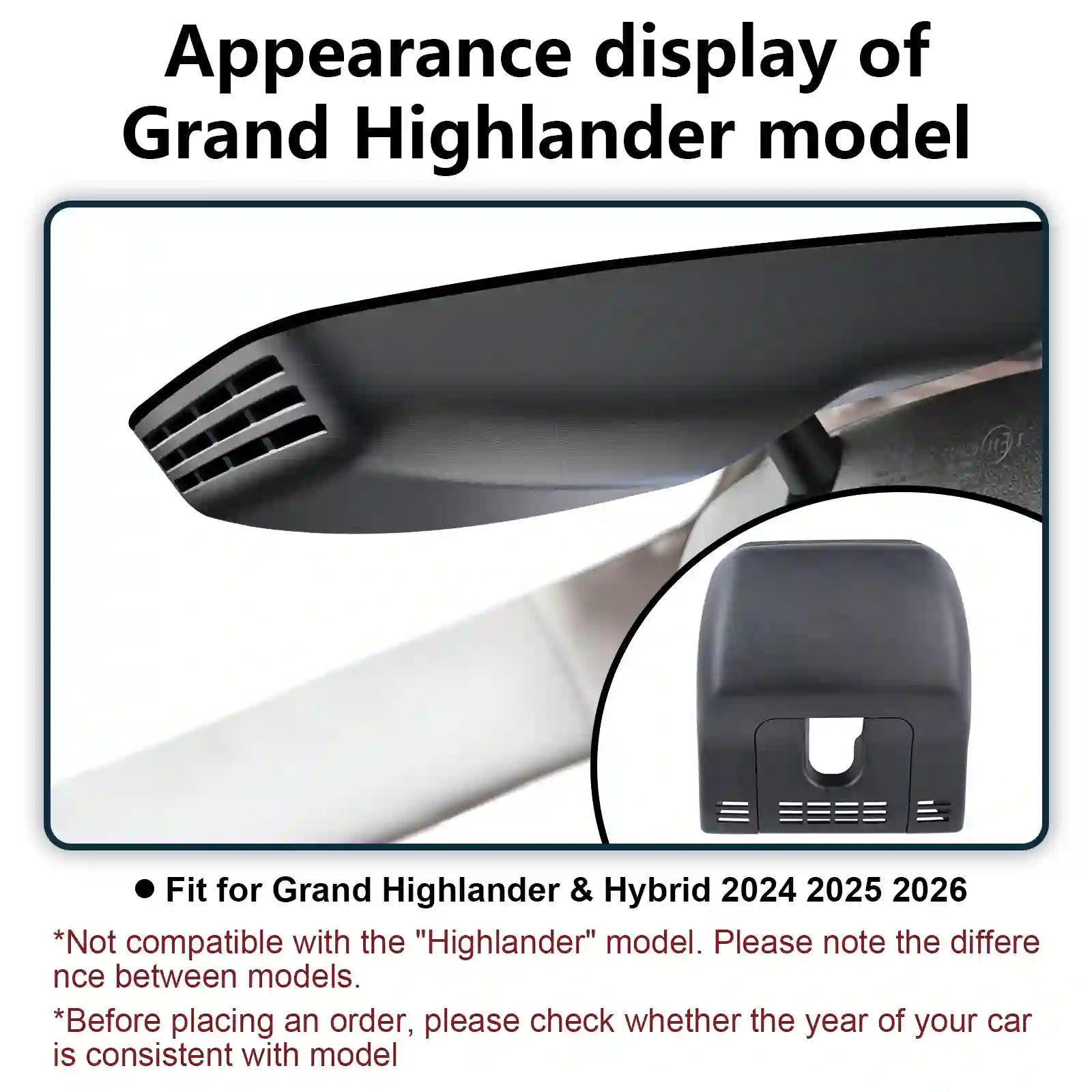 Car air vent cover for Grand Highlander model with text indicating compatibility and notes.