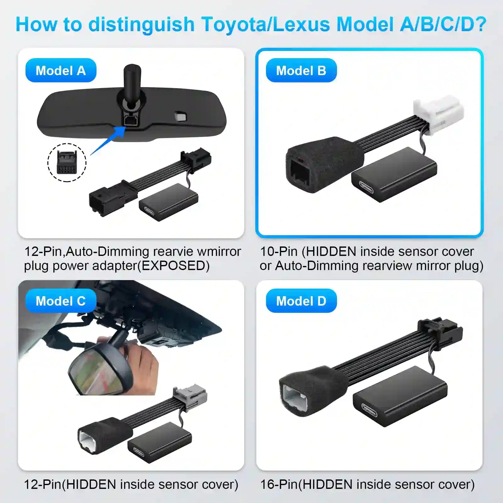 12 pin adapter for mangoal dash cam hidden rear mirror plug