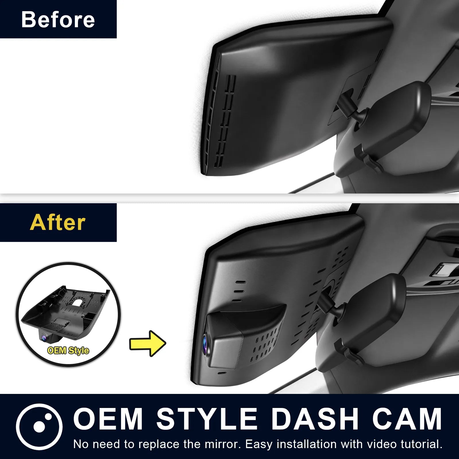 4K Dash Cam Custom fit for Toyota Prius & Prius AWD-e & Prius Prime 2023 2024 2025 2026, LE Limited Nightshade XLE etc, Integrated OEM Look, UHD 2160P Video, App & WiFi, 64GB Card