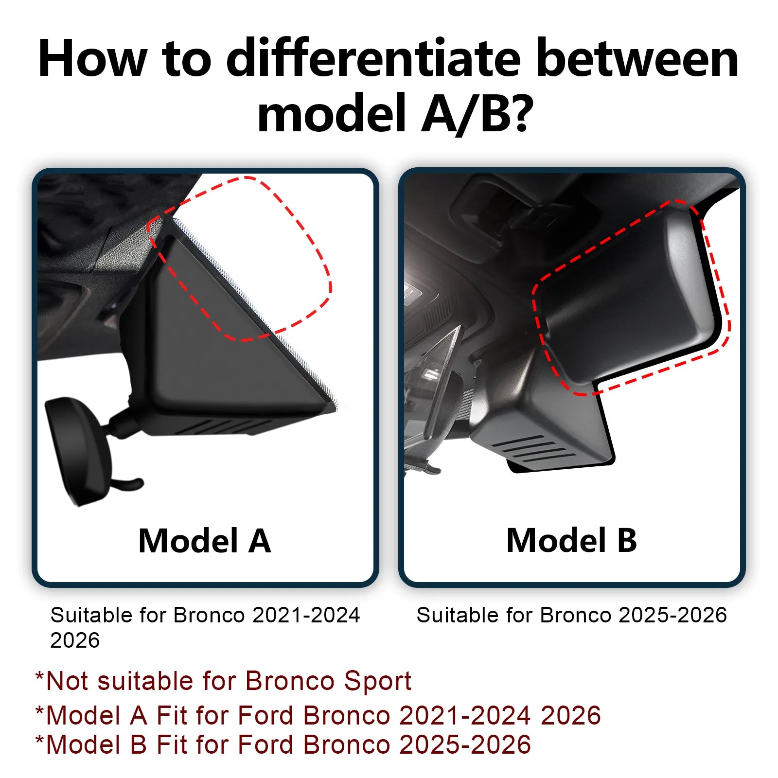 Front 4K & Rear 1080 Dash Cam Fit for Ford Bronco 2025 2026(Model B), Does Not Fit Ford Bronco Sport, WiFi & App, 128GB Card