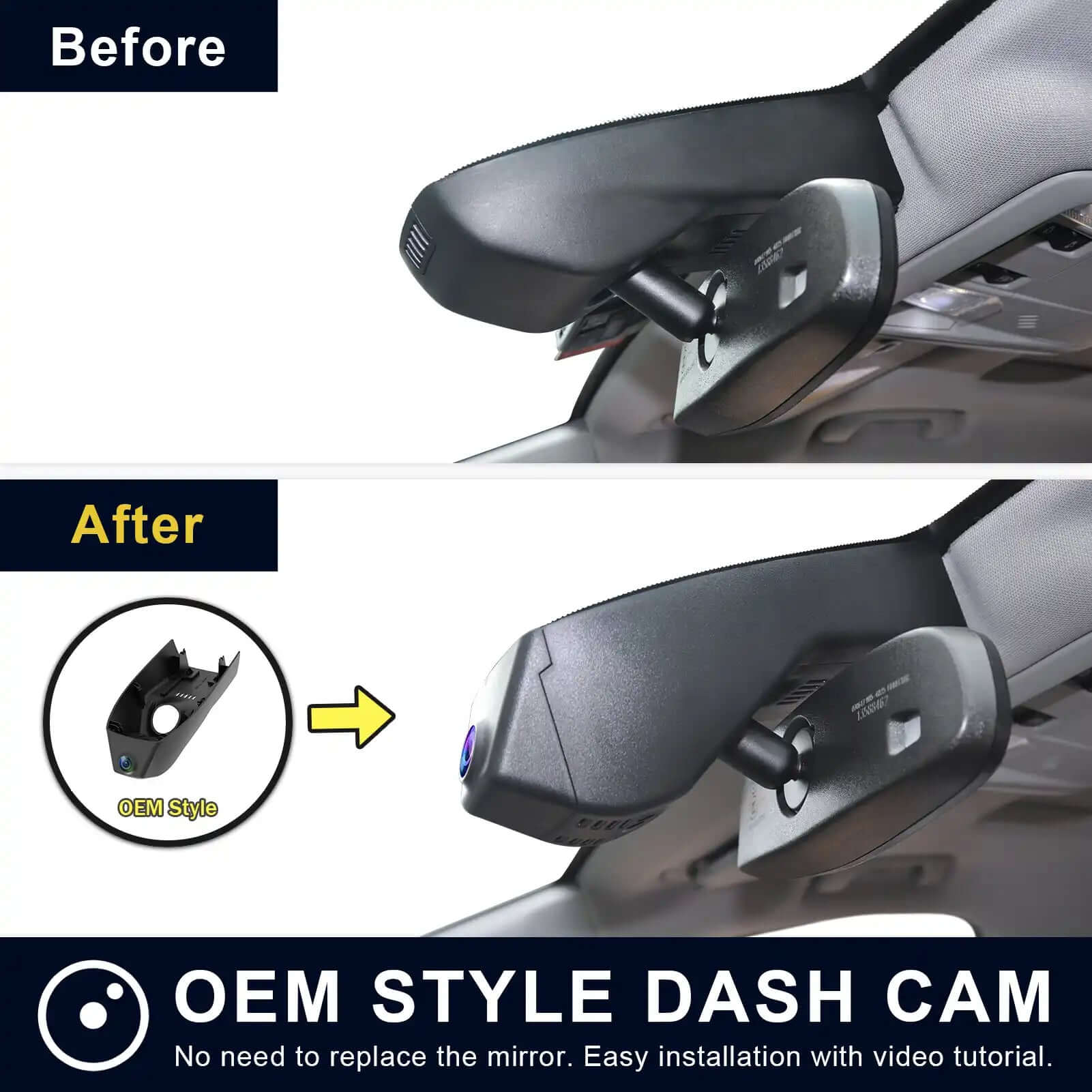 Chevy Traverse dash cam before and after installation view