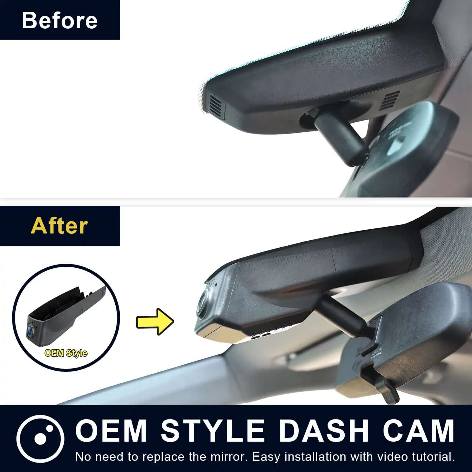 Chevy Traverse dash cam before and after installation view
