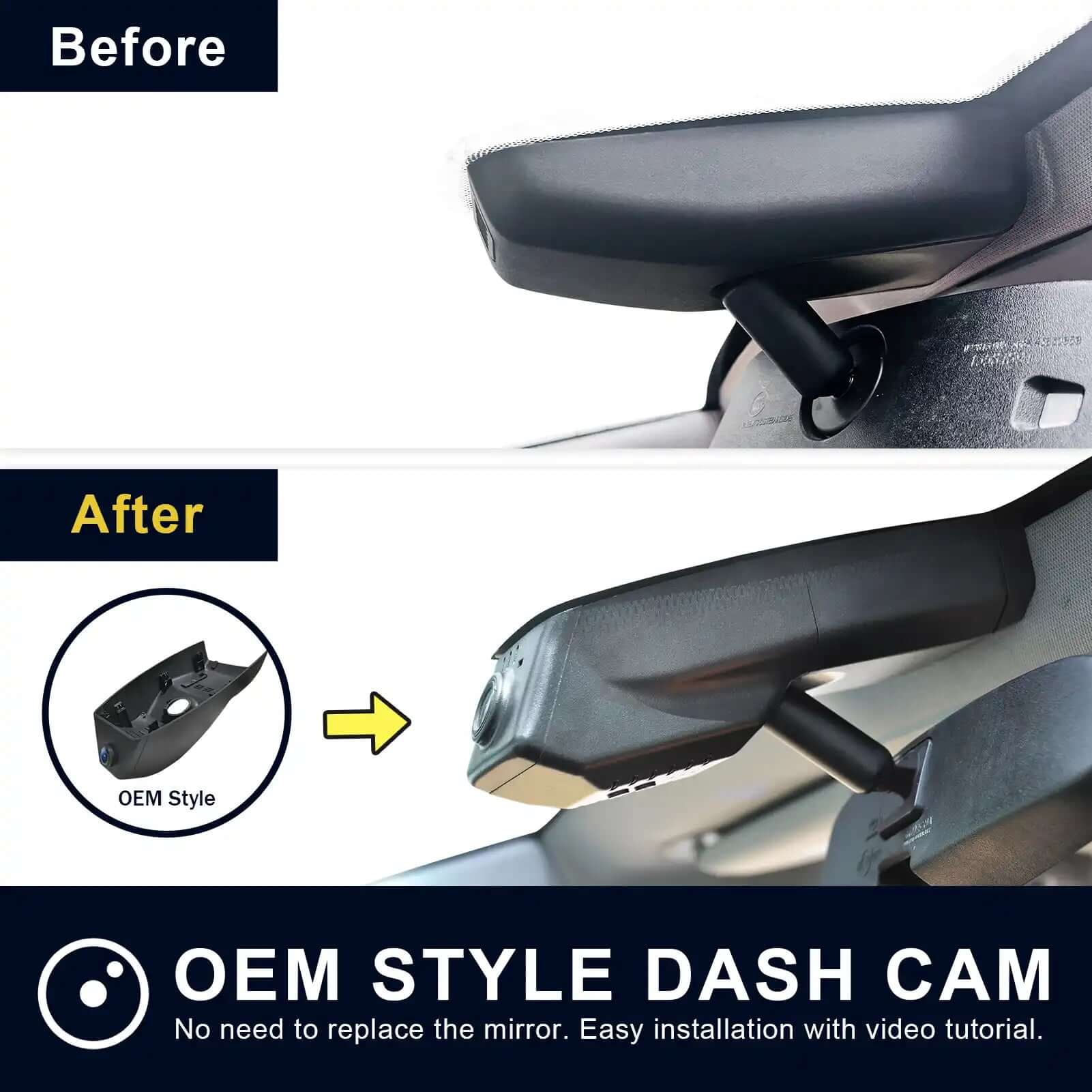 GMC 4th Gen Yukon dash cam before and after installation view