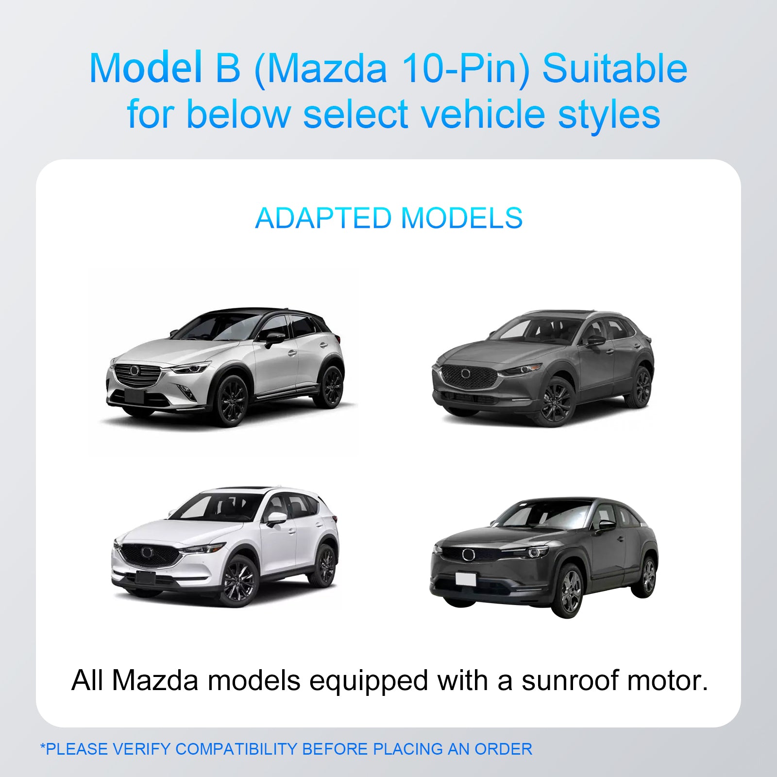 Mangoal Dash Cam Power Adapter for Mazda with 10-Pin sunroof Plug (Model B) – Hidden Cable Kit for GPS Radar Mirror Camera, Plug & Play Fits All Mazda Models with sunroof