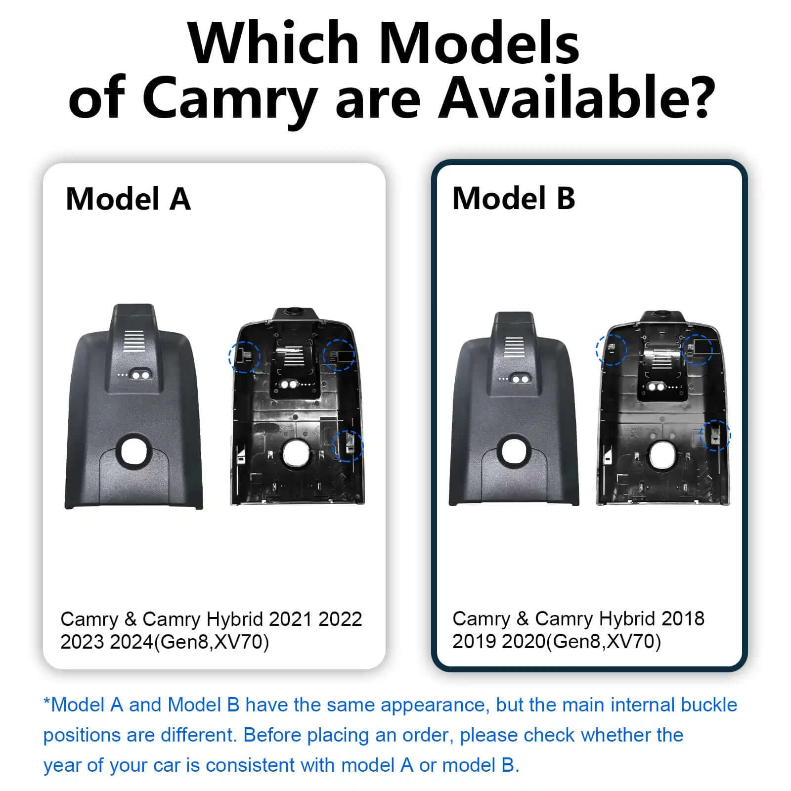 Toyota camry OEM style dual dash camera view