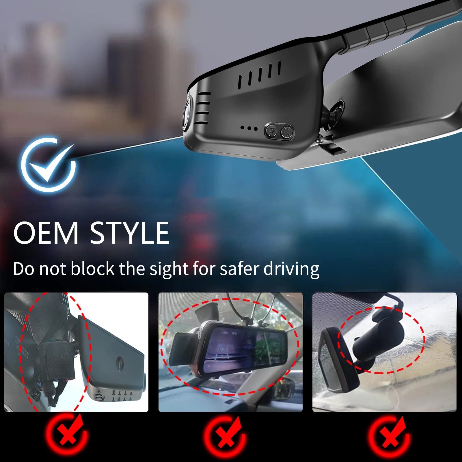 Front 4K and Rear 1080P Dash Cam fit for Volkswagen(Model A), Rearview Mirror Base Without Sensor Cover, Integrated OEM Look, UHD 2160P Video, WiFi & App, Loop Recording, GPS, 128GB Card