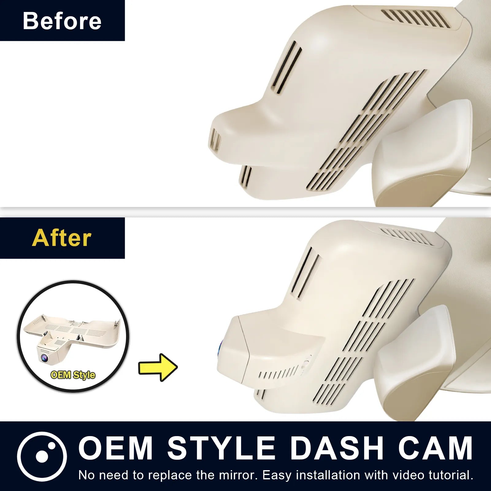 4K Dash Cam for Mercedes-Benz GLC Gen1 X253/C253 2016-2020(Model D Beige), GLC200 220 250 300 etc, OEM Look, UHD 2160P, WiFi & APP, Loop Recording, G-Sensor, Easy to Install, GPS, 64GB Card