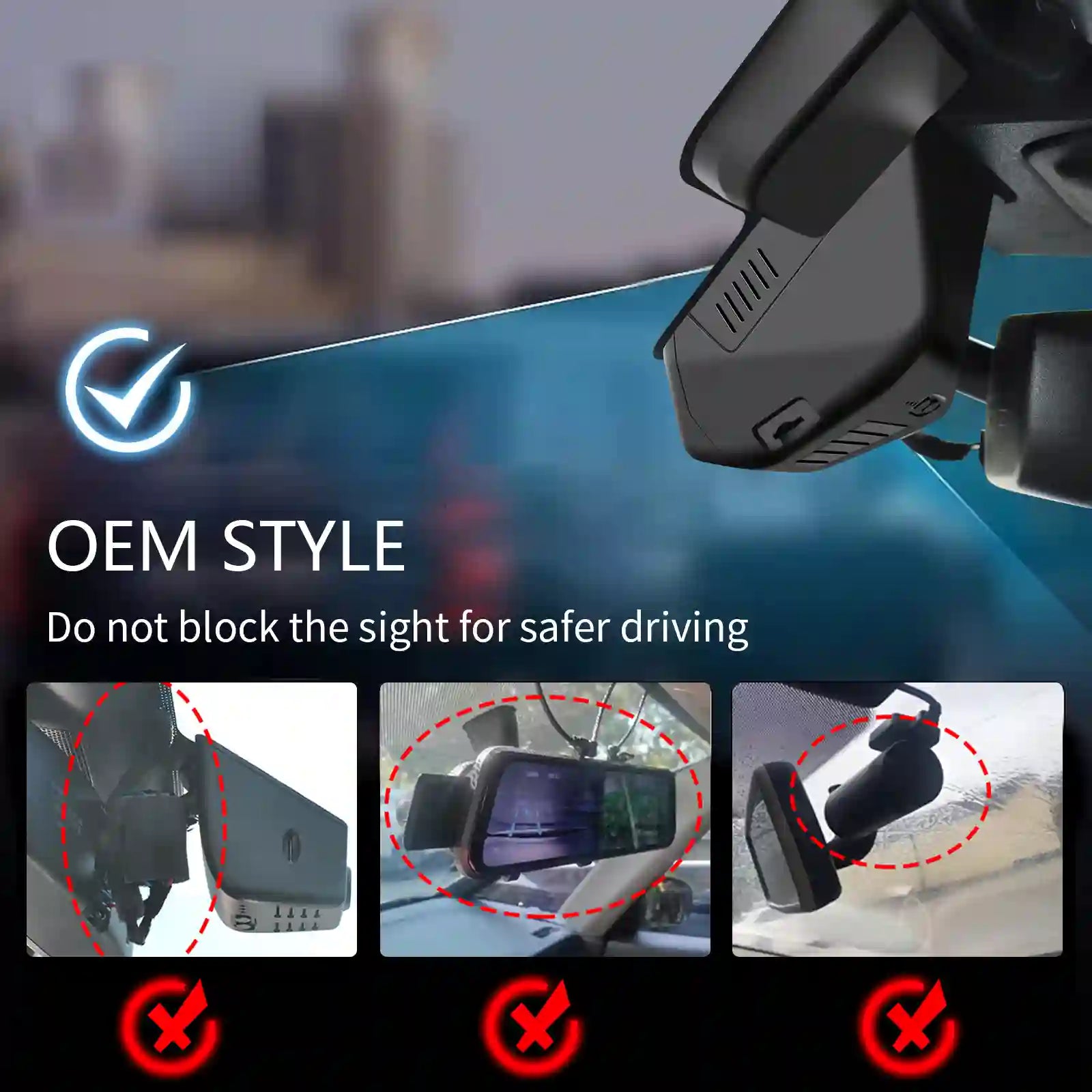 4K Dash Cam Fit for Ford Bronco 2025(Model B), Does Not Fit Ford Bronco Sport, WiFi & App, 64GB Card