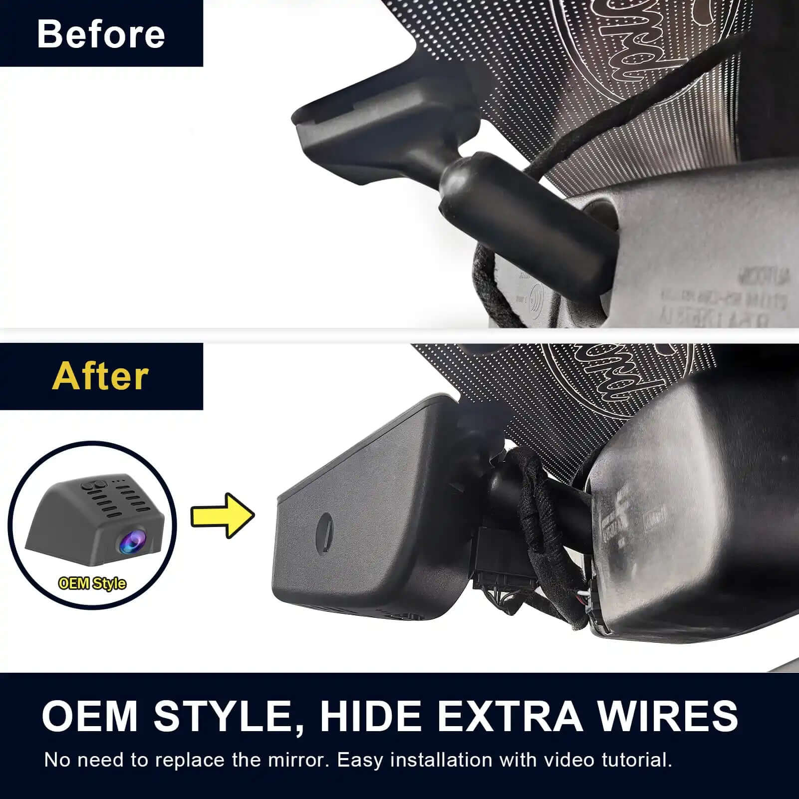 Ford F-series dash cam before and after installation view