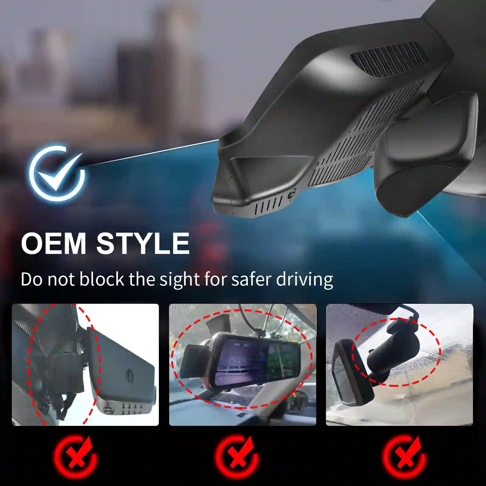 Car dashboard camera with instructions on safe installation and clear view for safer driving. for Mercedes Gen-6 E-Class