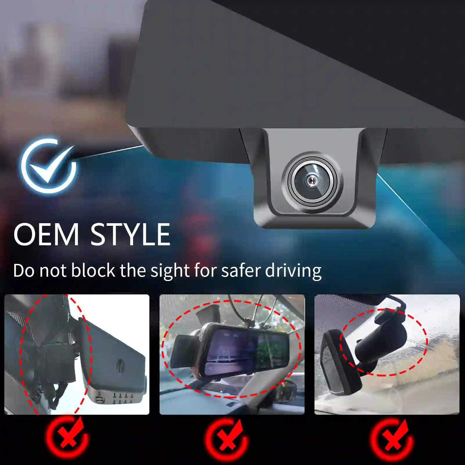 Car camera with instructions on safe installation for safer driving