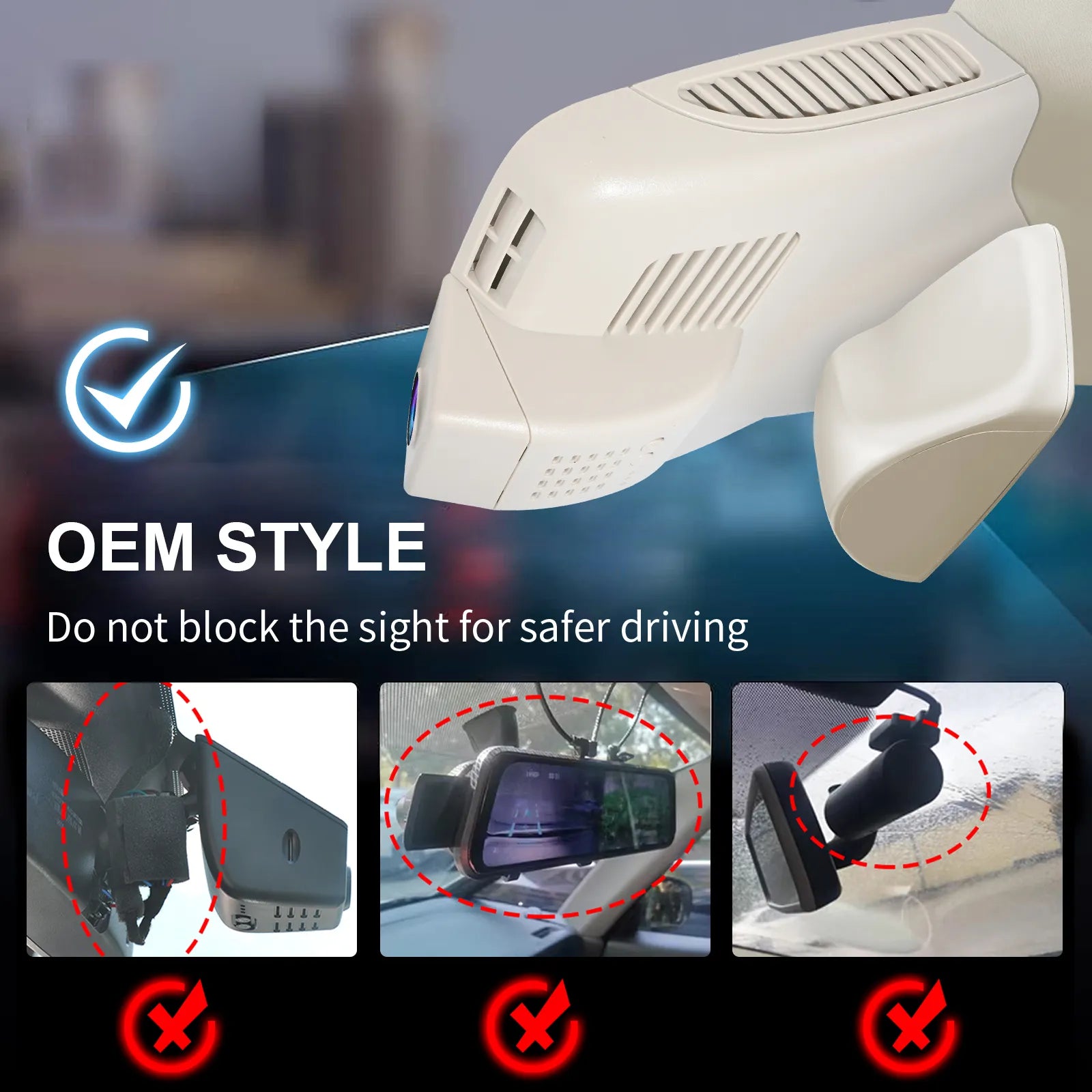 Front 4K and Rear 1080P Dash Cam for Mercedes-Benz GLC Gen1 X253/C253 2016-2020(Model C Beige), GLC300 etc, OEM Look, WiFi & APP, Loop Recording, G-Sensor, Easy to Install, GPS, 128GB Card