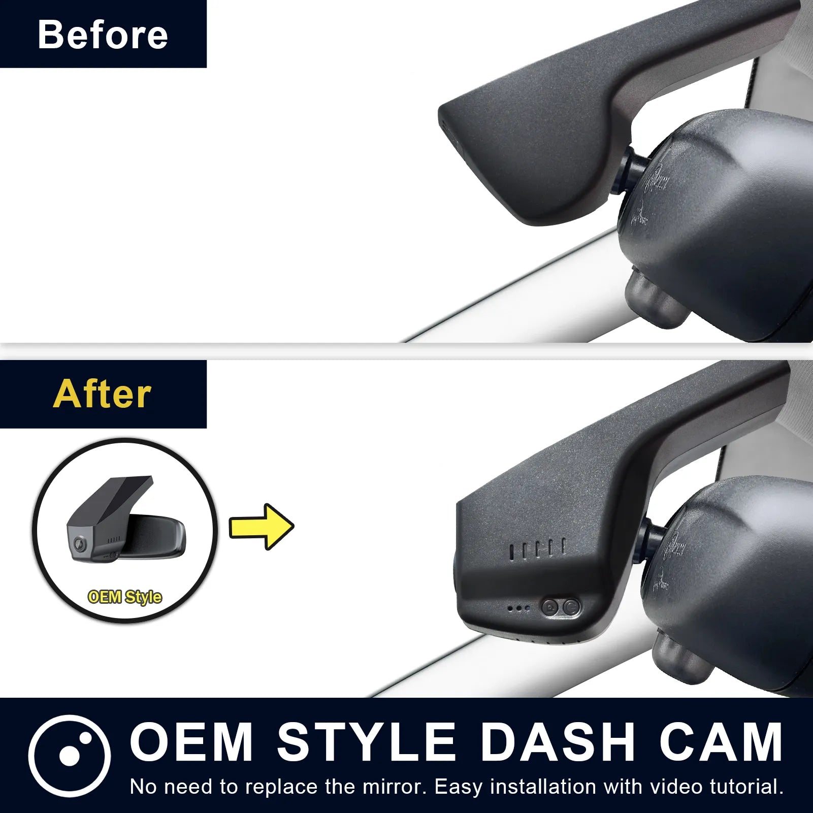 BMW X3 Gen 3 OEM dash cam before and after installation