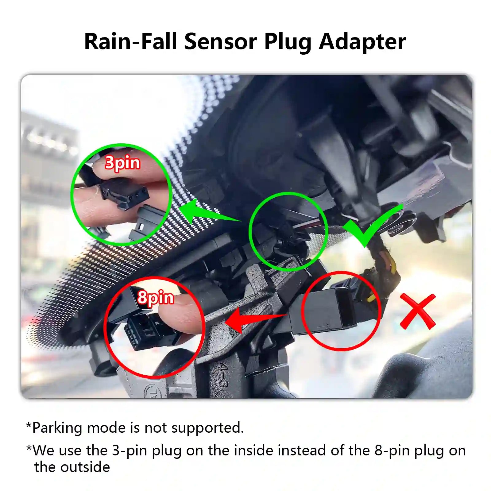 Rain-Fall Sensor Plug Adapter with labeled pins and a clear background